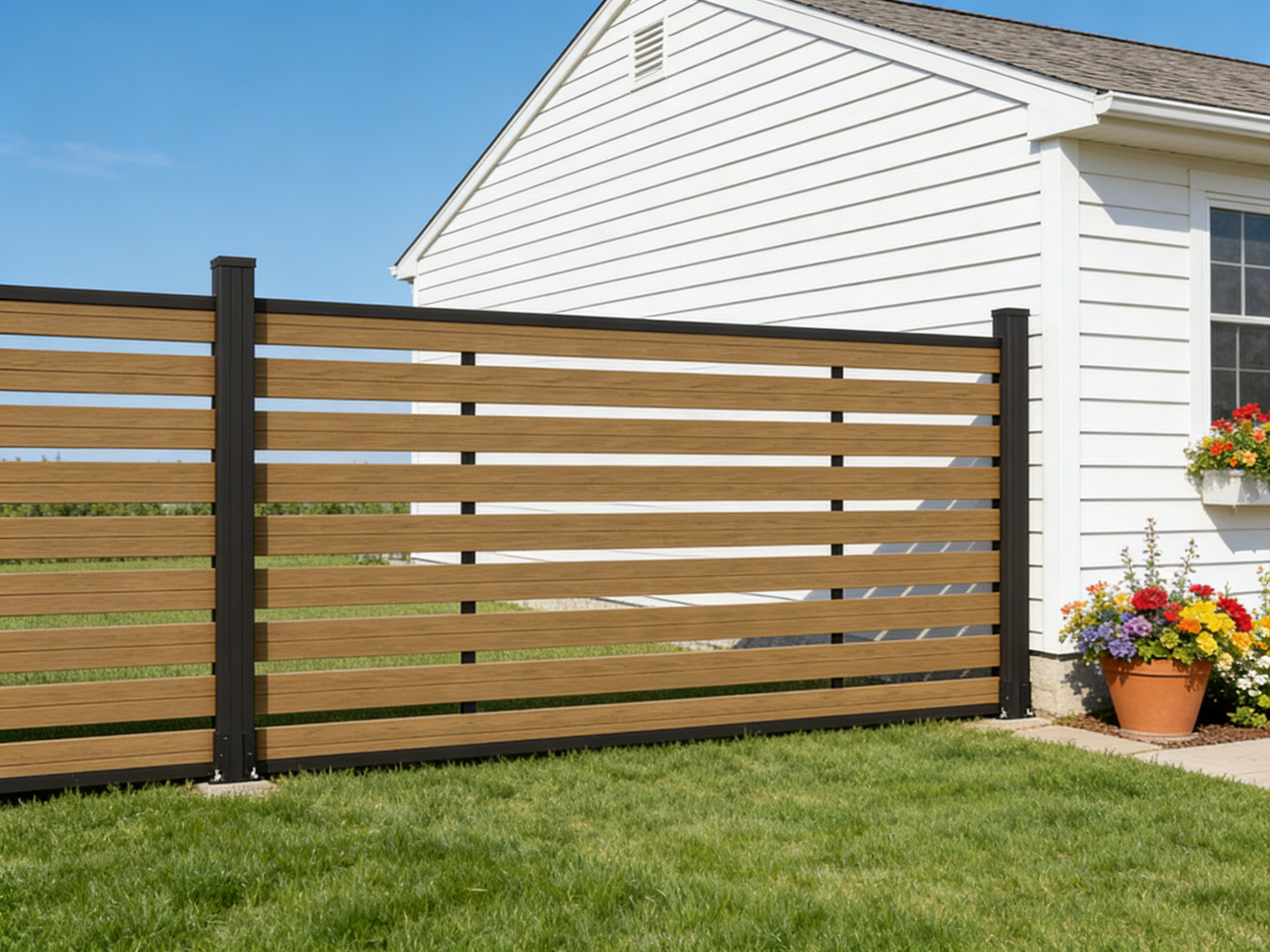 Horizontal composite fence with varied colors