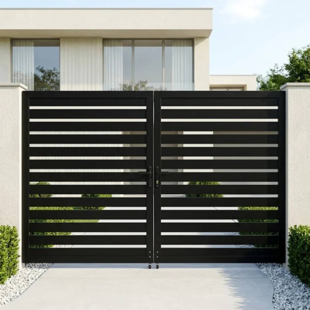 Modern aluminum slats fence gate
