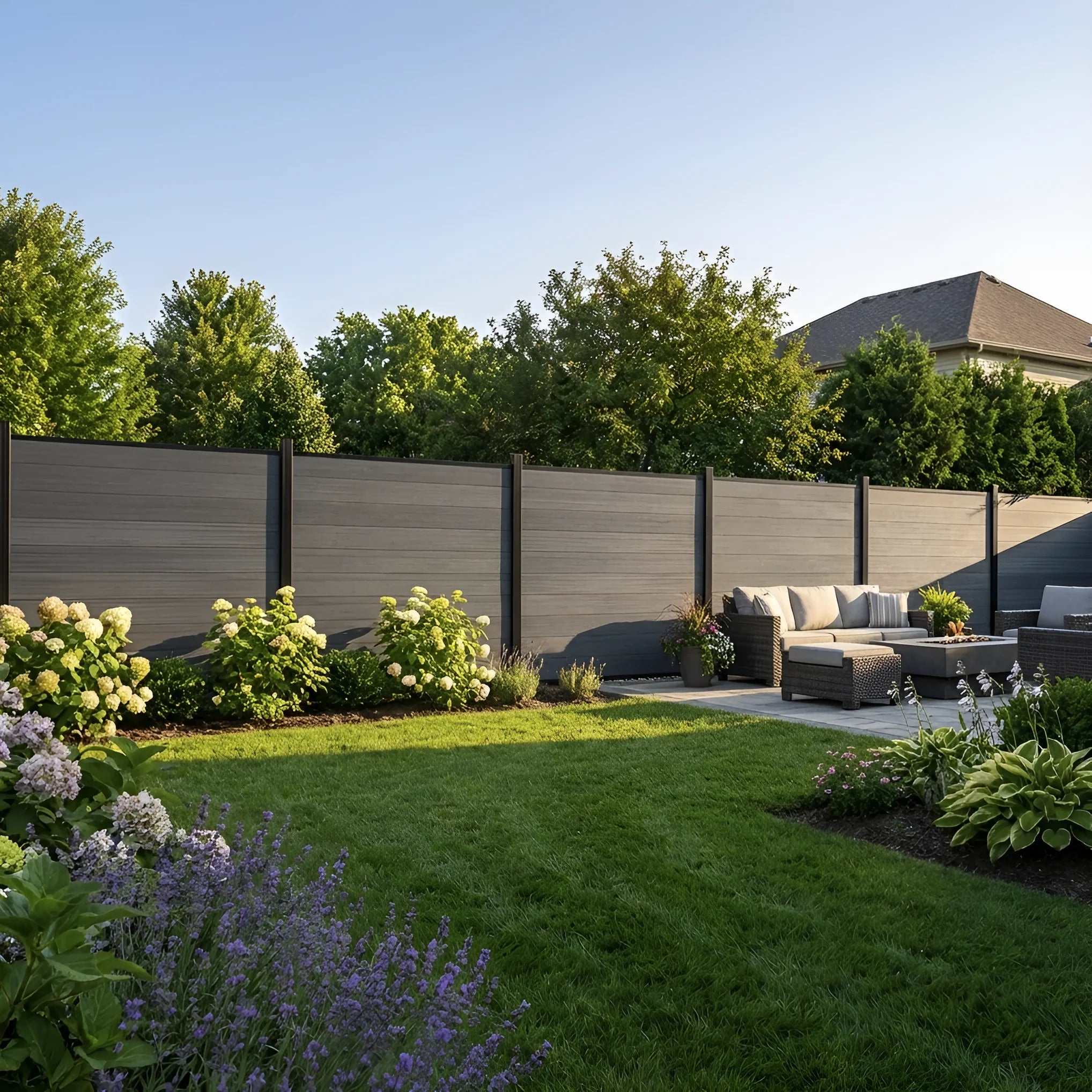 6ft x 8ft Wood Finish Composite Privacy Fence – Durable WPC Fence Panels & Boards for Garden, Backyard, Patio, and Outdoor Privacy