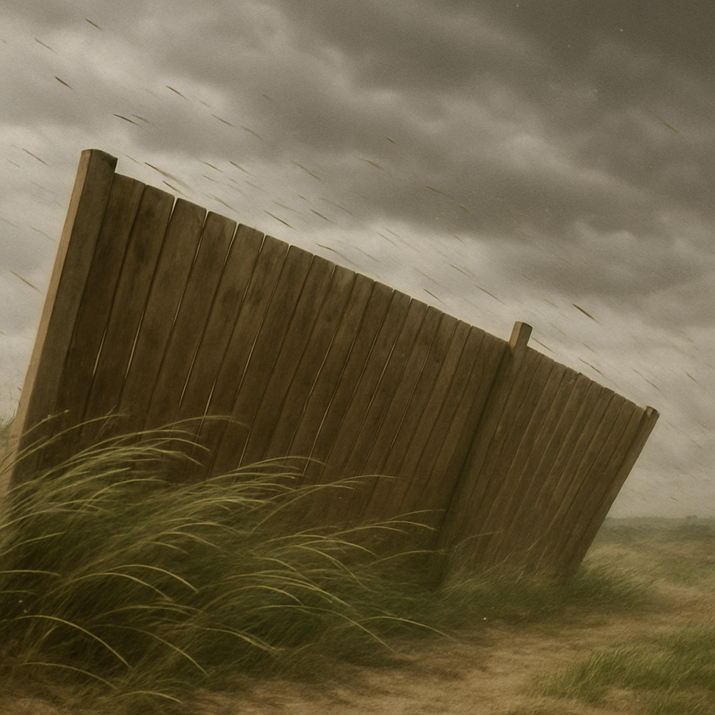 Strong wind affecting a fence