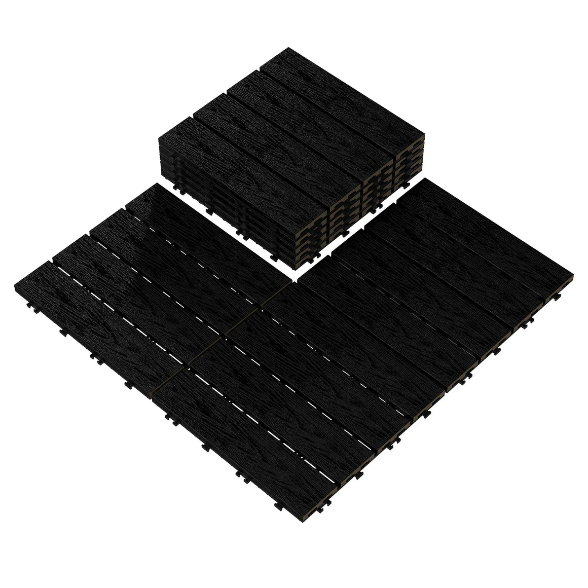 12"x12" Interlocking Deck Tiles, Composite Patio Deck Tiles for Outdoor Terrace and Deck