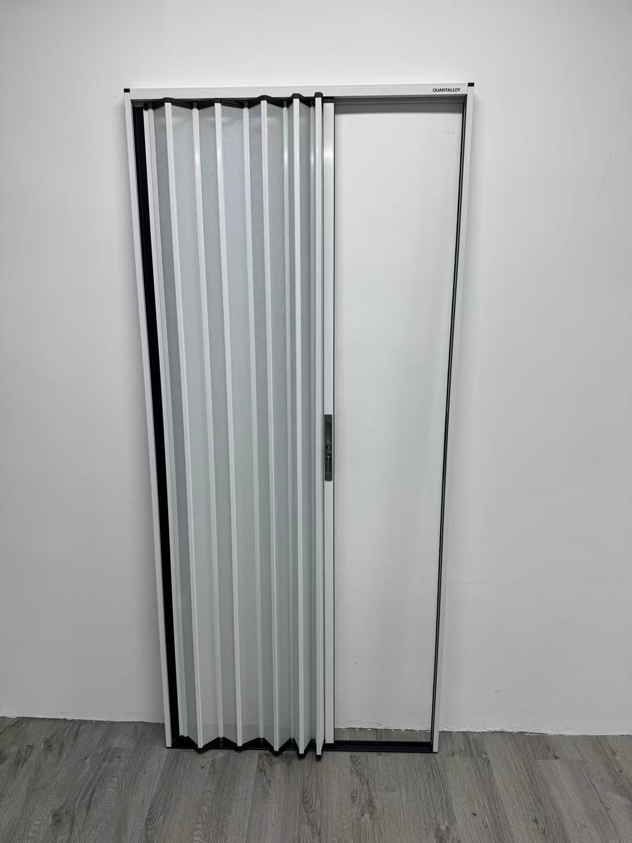 Quantalloy Retractable Screen Door 36" x 79.92" Aluminum Sliding Door with Lock, Magnetic Closure for Front & Patio Doors, Pet Proof