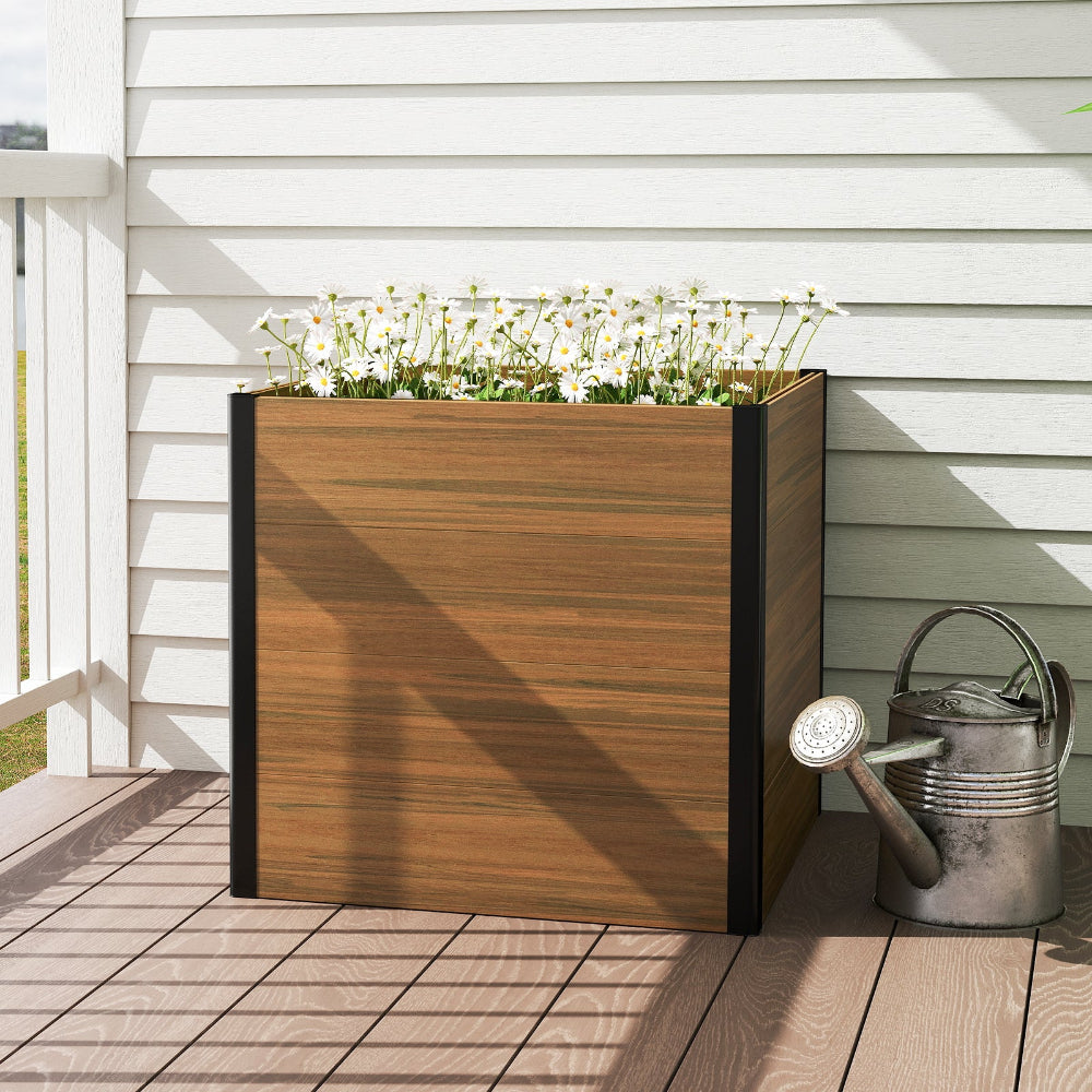 31.5in Square Raised Planter Box, Large Outdoor Planter for Garden and Backyard