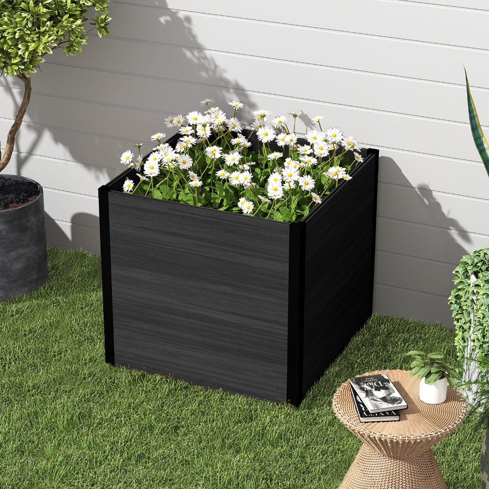31.5in Square Raised Planter Box, Large Outdoor Planter for Garden and Backyard