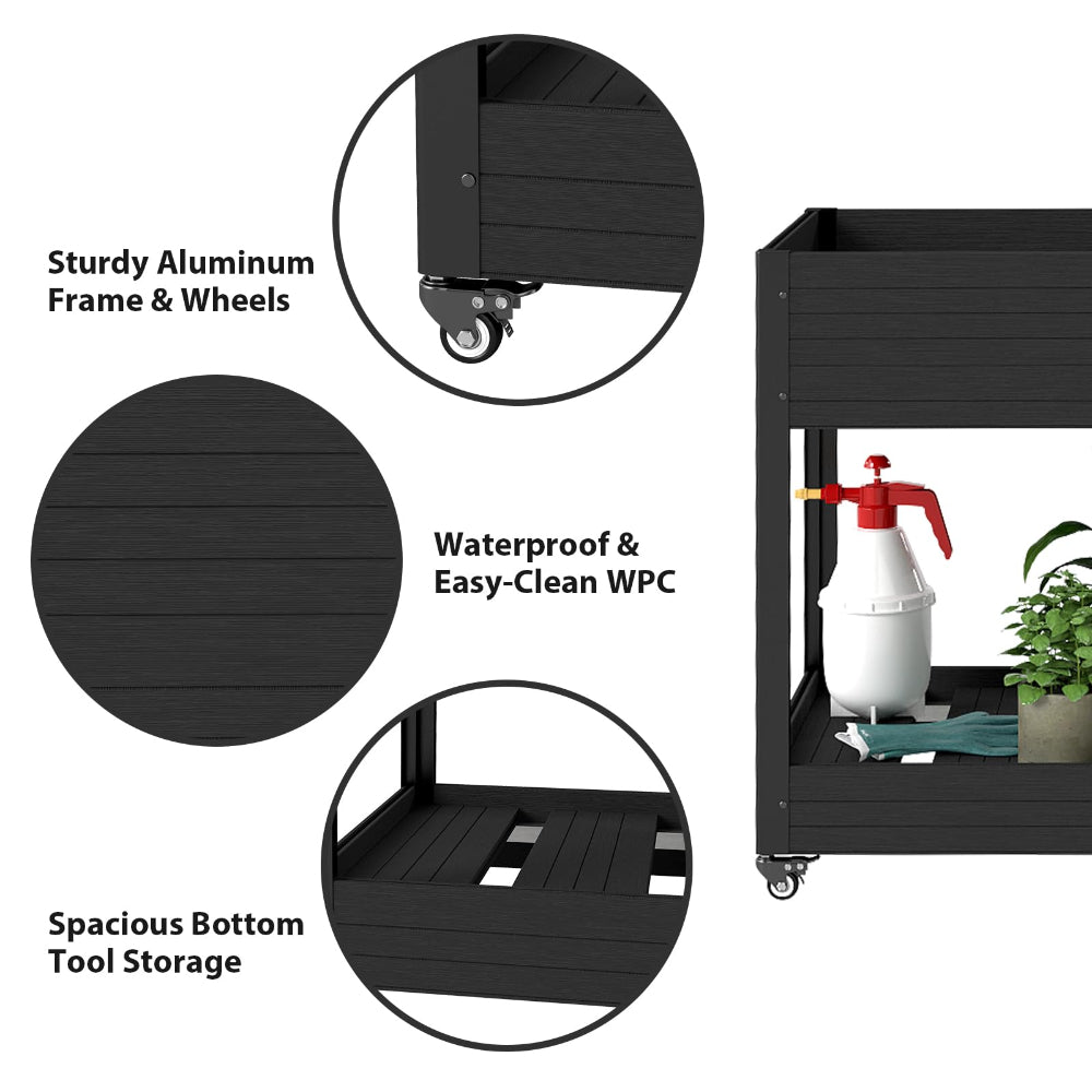 48"x24"x34'' Raised Garden Bed on Wheels