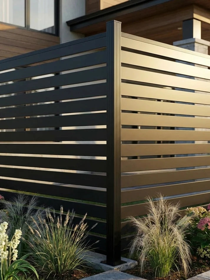 6ft Wide Aluminum Horizontal Slat Fence Panel – Rust-Proof & UV-Resistant