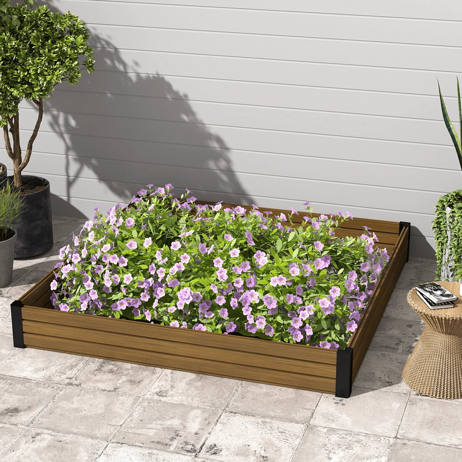 Courtyardmart 47.2in x 47.2in Square Outdoor Garden Box Raised Planter Bed Above Ground Garden Bed for Flowers or Vegetables in Backyard Patio Balcony or Garden