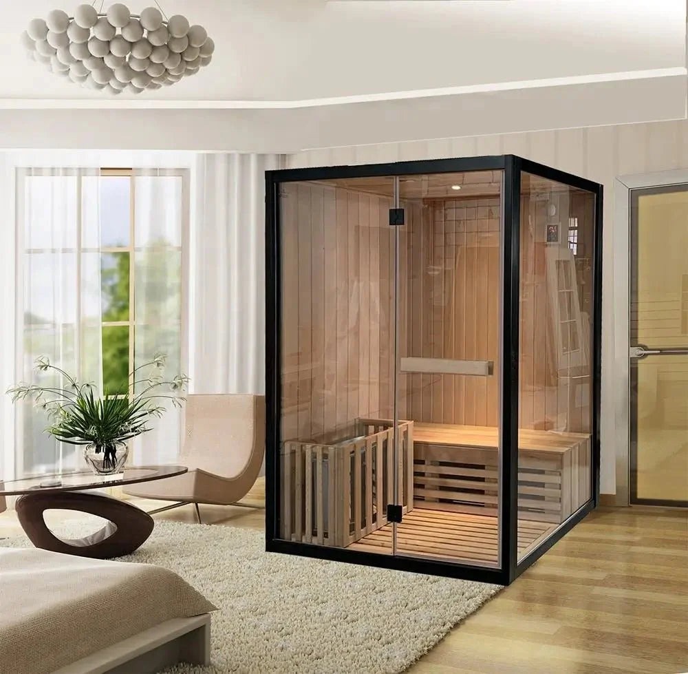 Courtyardmart 1-3 Person Indoor Sauna with Electric Heating, Premium Pine Wood Home Spa for House or Gym, Best Personal Sun Home Sauna Experience