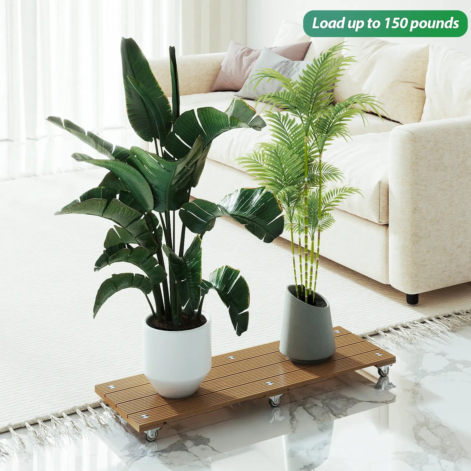 Courtyardmart 13.8in x 31.5in Plant Stand Bench Indoor Corner Display Base for Living Room Balcony Patio Garden, 150lbs Capacity Rectangular Plant Holder