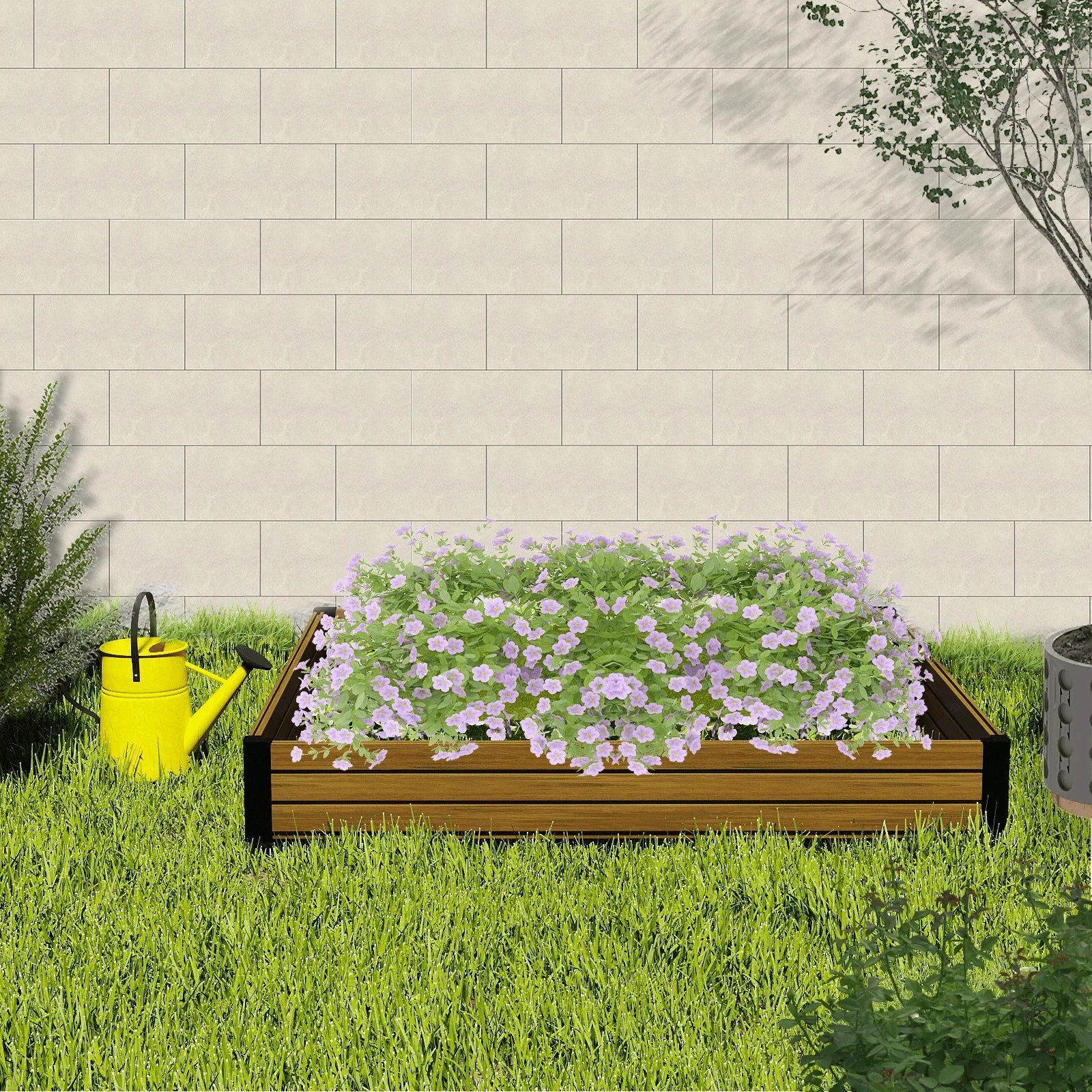 Courtyardmart 47.2in x 47.2in Square Outdoor Garden Box Raised Planter Bed Above Ground Garden Bed for Flowers or Vegetables in Backyard Patio Balcony or Garden