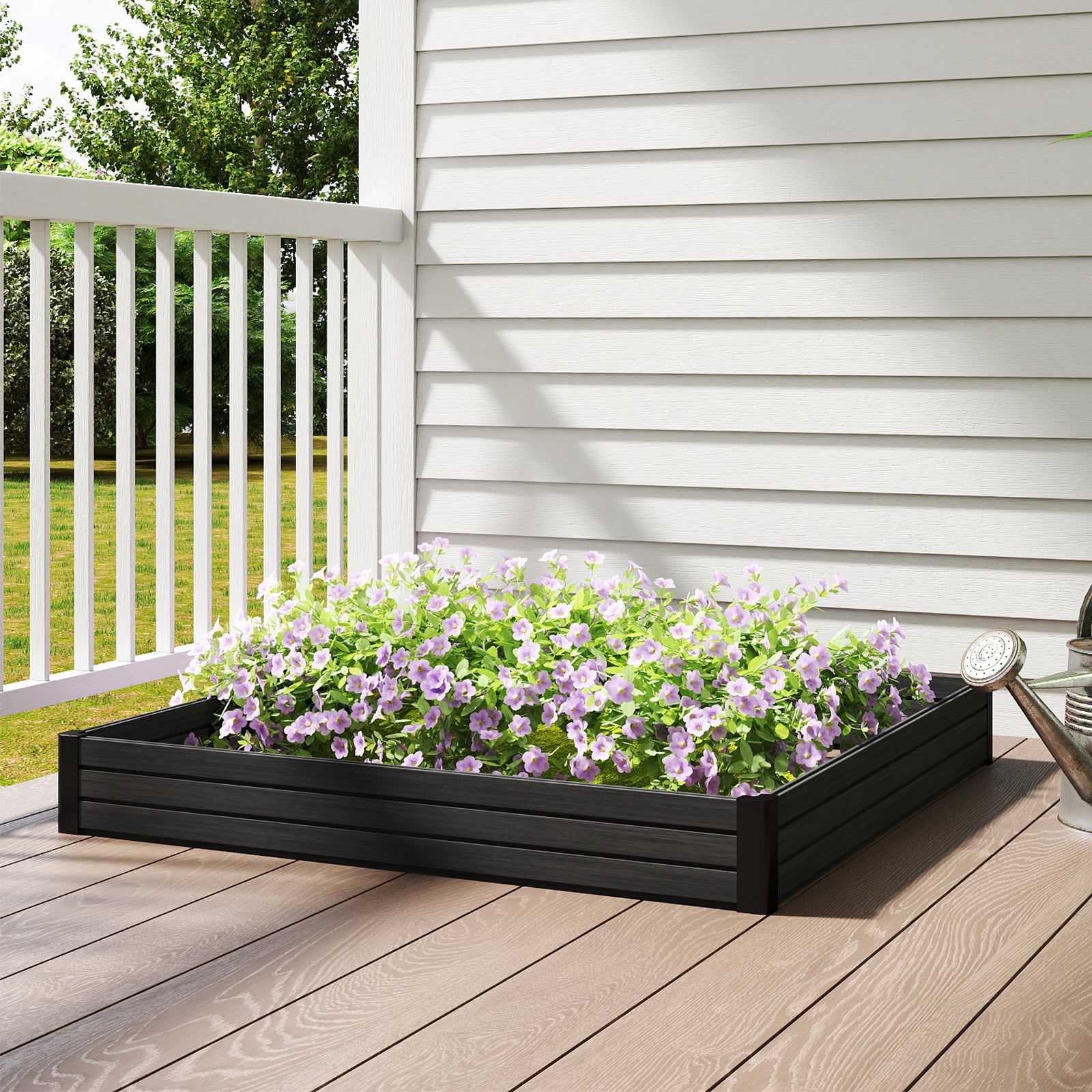 Courtyardmart 47.2in x 47.2in Square Outdoor Garden Box Raised Planter Bed Above Ground Garden Bed for Flowers or Vegetables in Backyard Patio Balcony or Garden