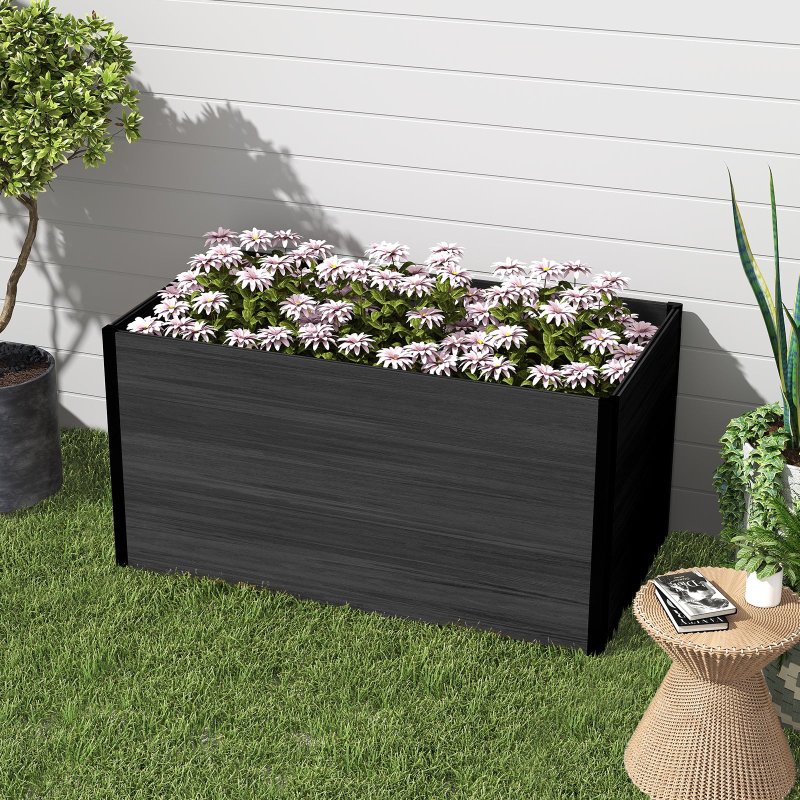 Courtyardmart 57.9in x 31.5in Outdoor Garden Box Raised Planter Bed for Flowers or Vegetables Above Ground Garden Bed for Backyard Patio Balcony or Garden