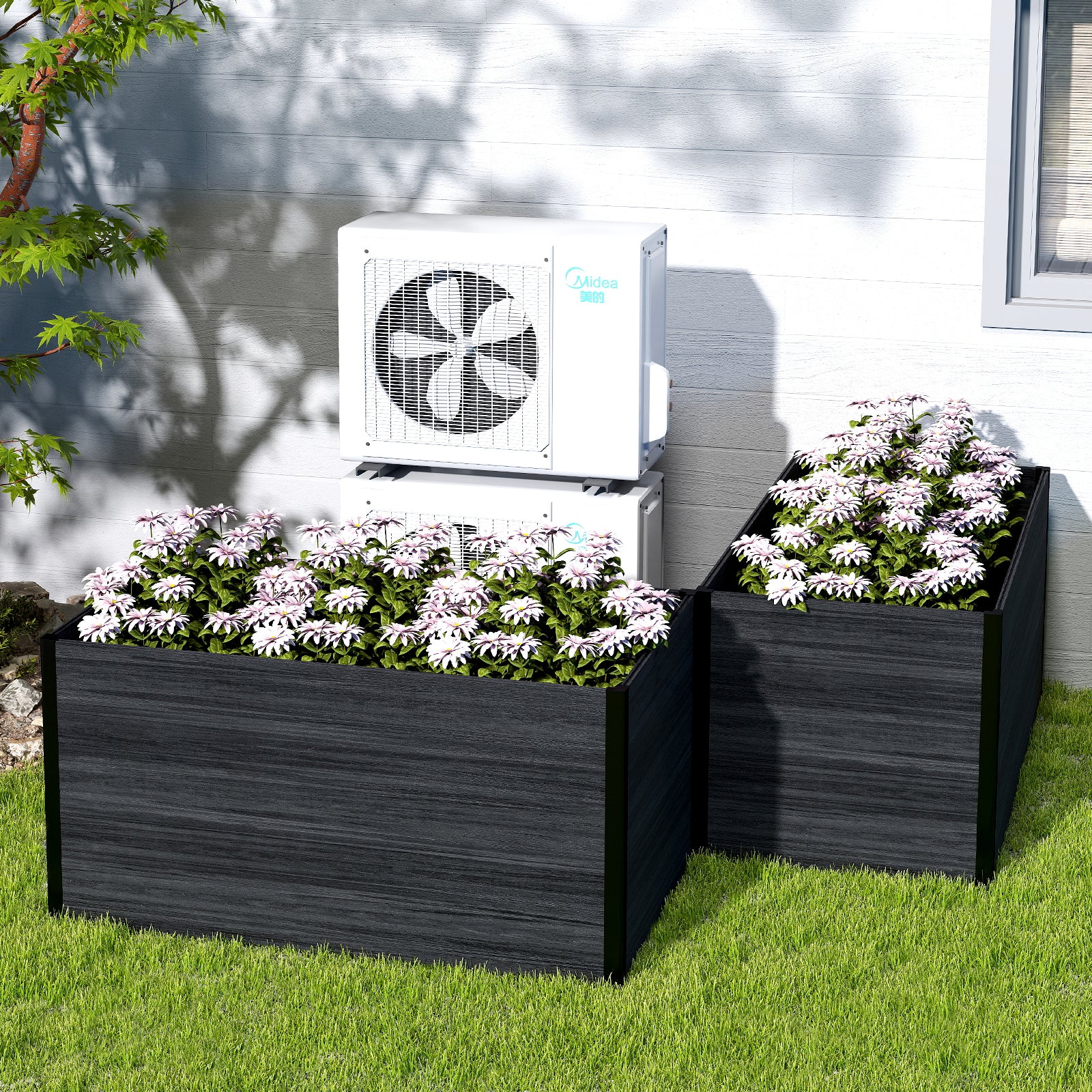 Courtyardmart 57.9in x 31.5in Outdoor Garden Box Raised Planter Bed for Flowers or Vegetables Above Ground Garden Bed for Backyard Patio Balcony or Garden