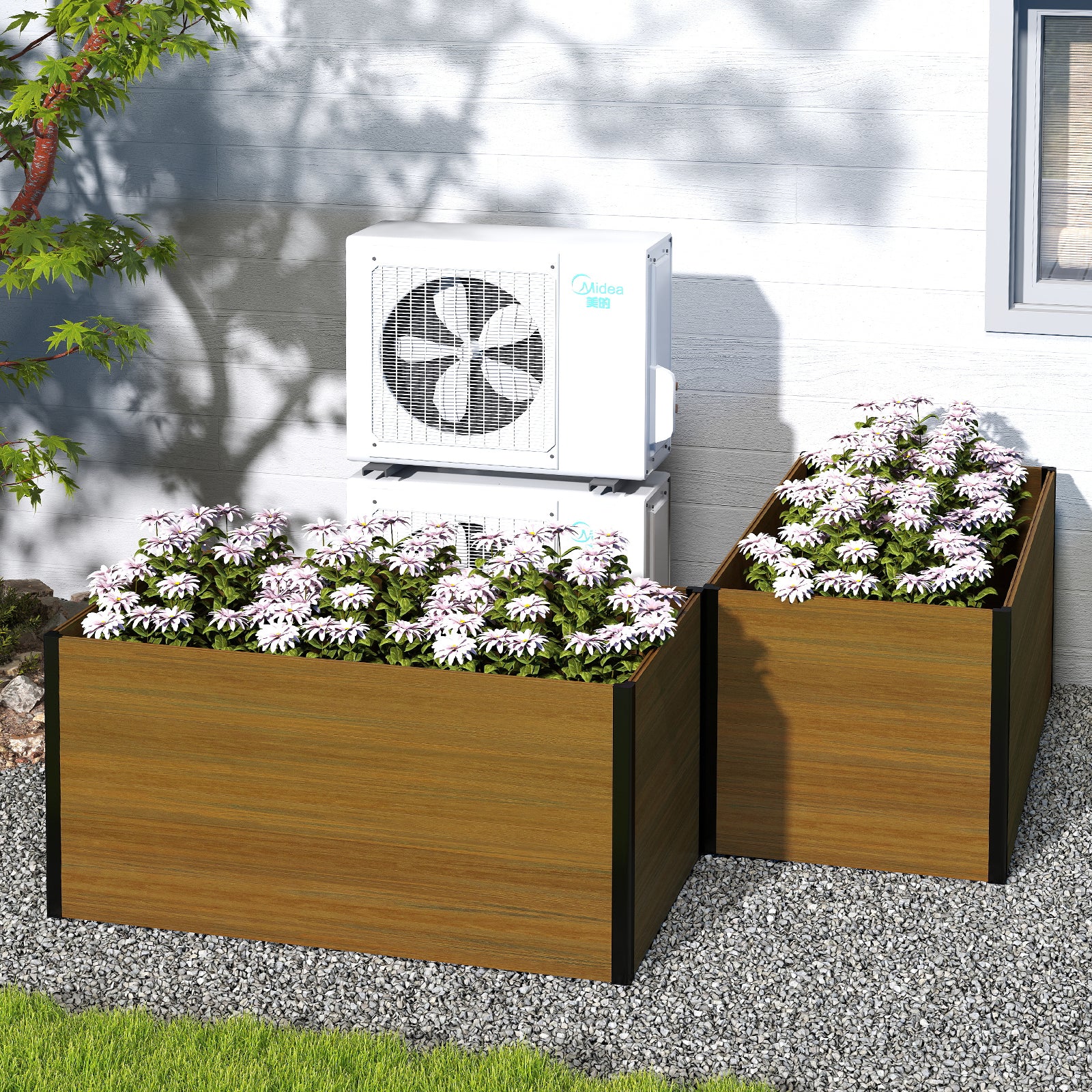 Courtyardmart 57.9in x 31.5in Outdoor Garden Box Raised Planter Bed for Flowers or Vegetables Above Ground Garden Bed for Backyard Patio Balcony or Garden