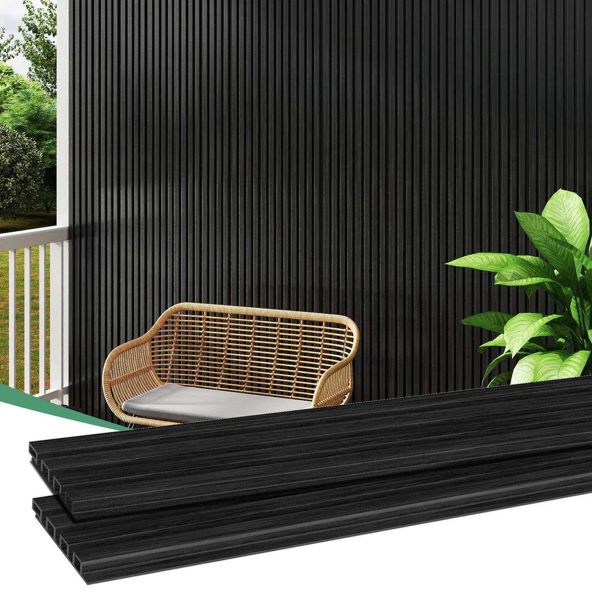 Courtyardmart WPC Wall Panels with Decorative Acoustic Slat Design in 3 Classic Colors for Stylish and Easy Wall Upgrades