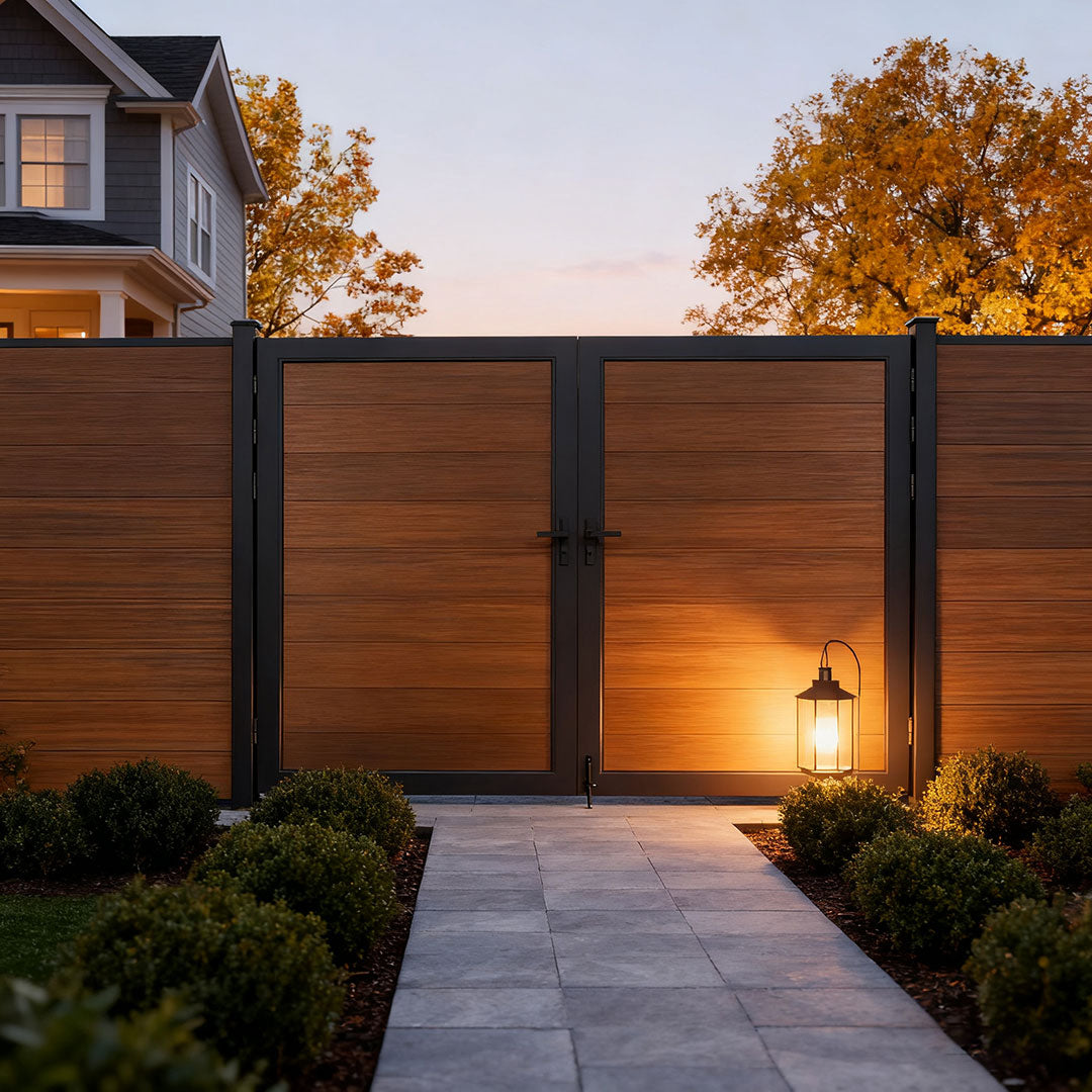 Courtyardmart 10ft x 6ft Composite Privacy Fence Gate Set with Strong Metal Frame, Wide Outdoor Entry for Garden, Backyard or Patio, Modern Fence Gate