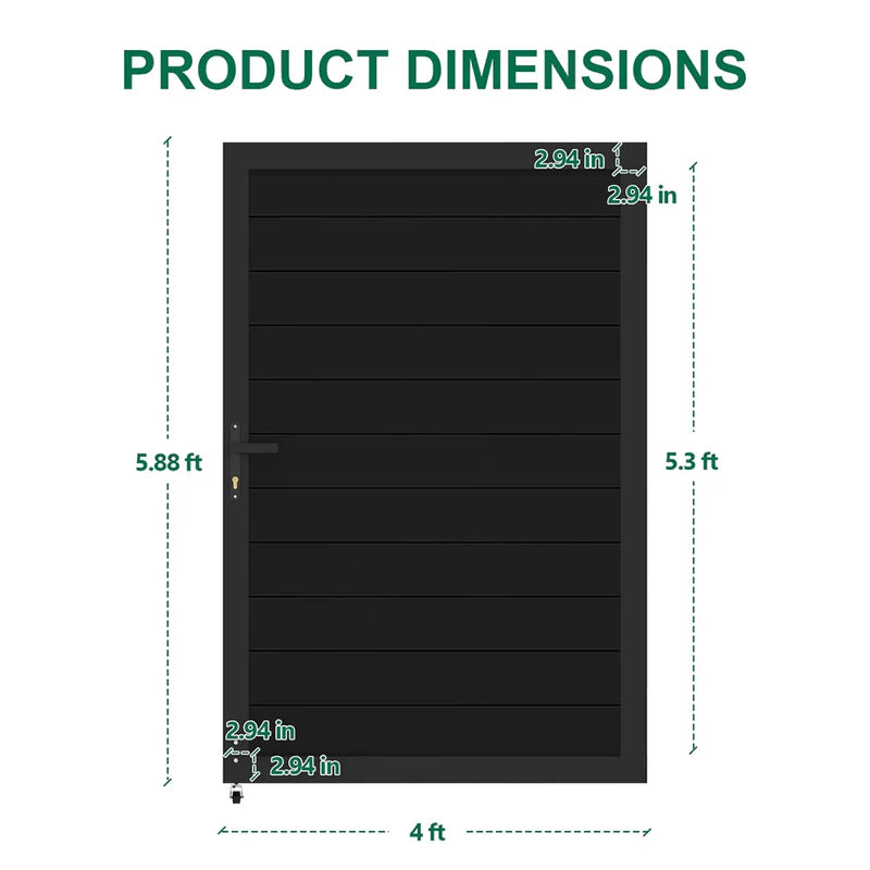 Courtyardmart 3ft & 4ft Black Aluminum Privacy Fence Gate Set Modern Outdoor Entry for Garden Backyard or Patio Strong Durable Fence Gate for Home