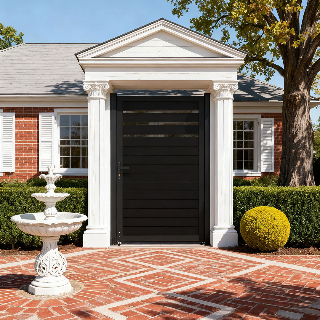 modern black metal fence gate for residential security