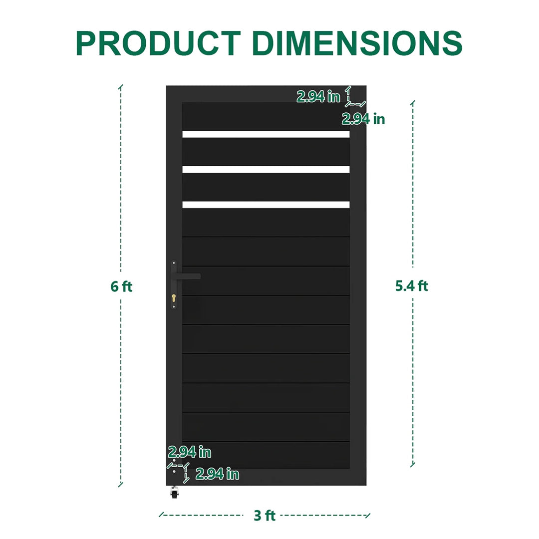 6ft x 3ft aluminum fence door gate for backyard entrance