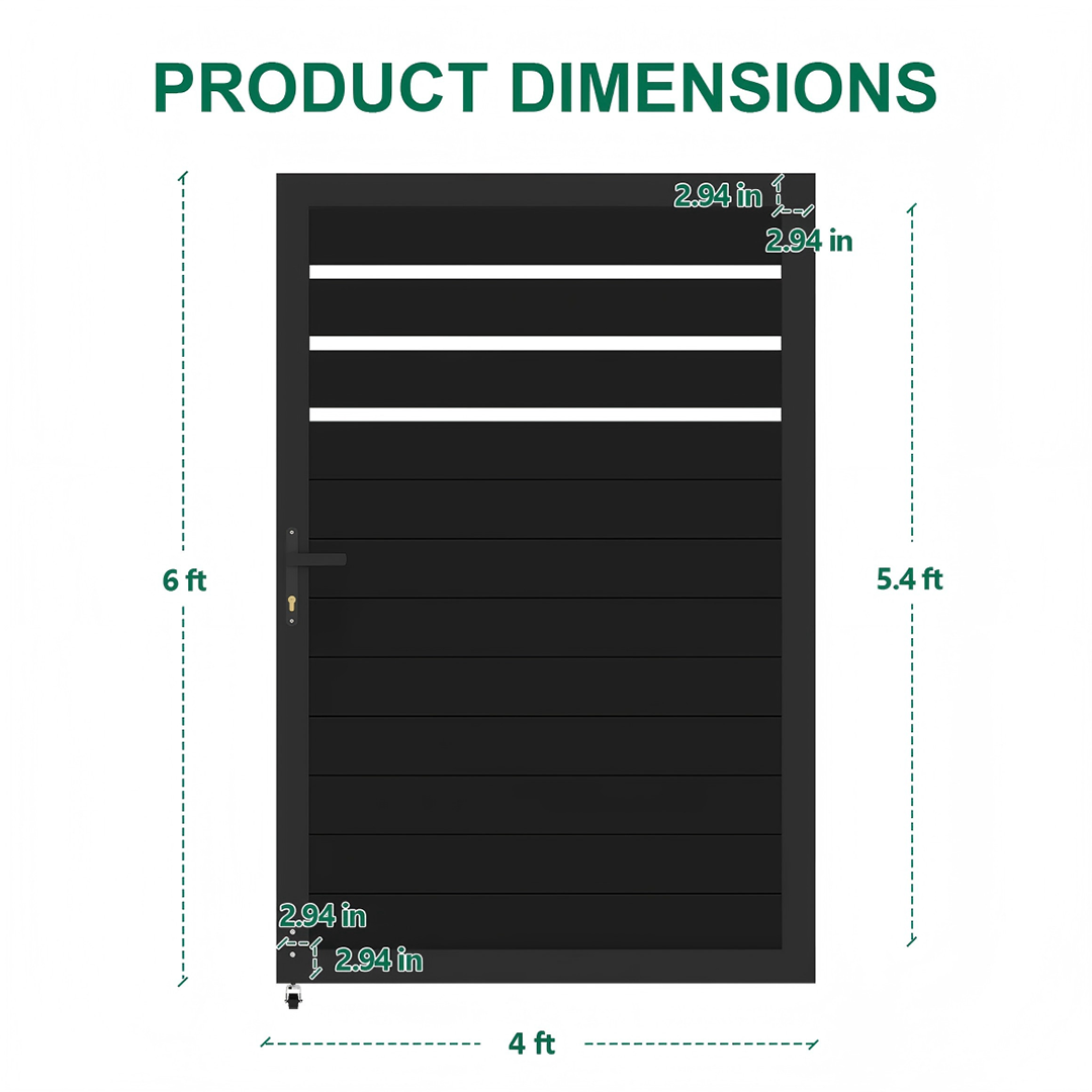 6ft x 4ft outdoor fence gate for backyard and pool areas
