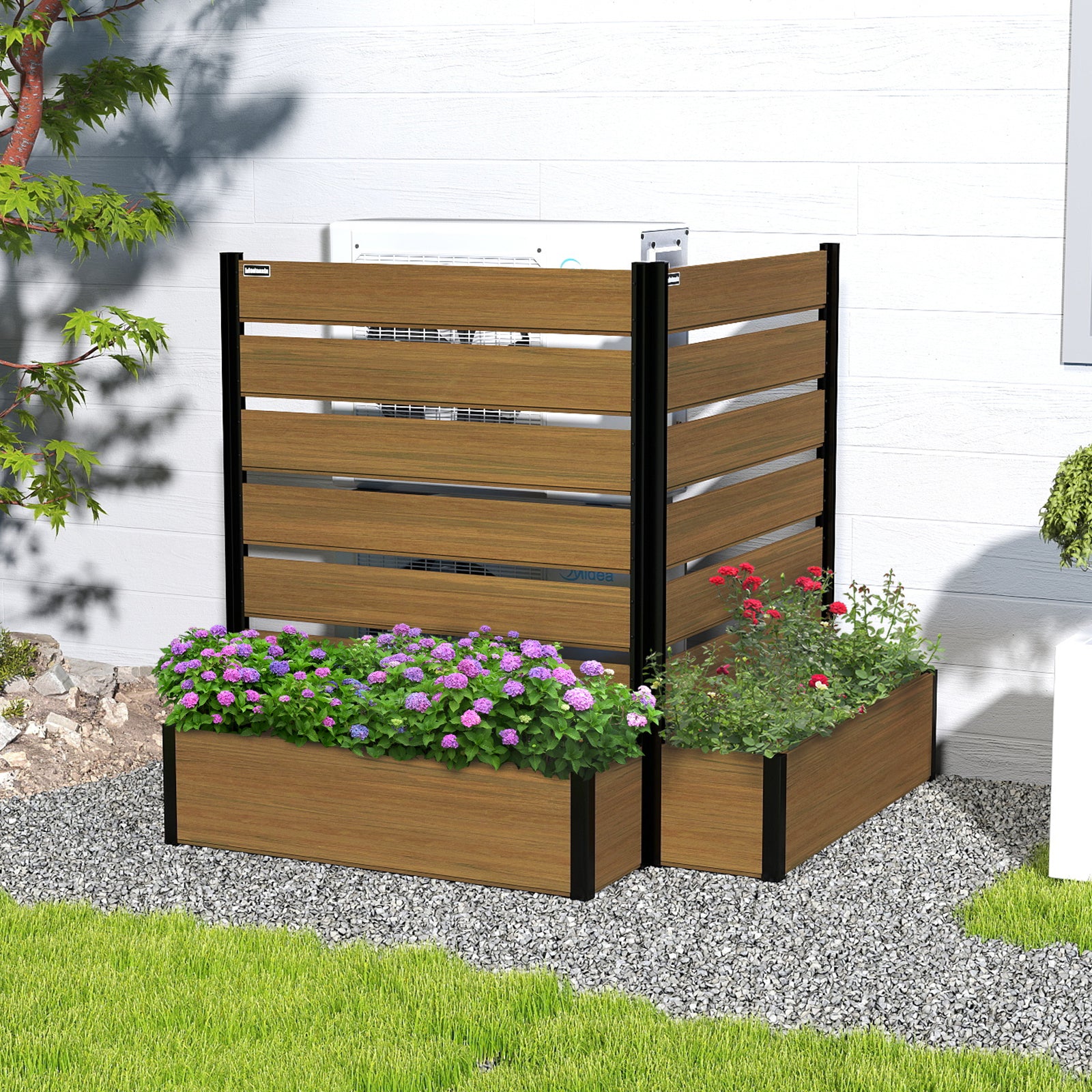 Courtyardmart 47.6in Brown Outdoor Garden Box Raised Planter Bed for Backyard Patio Balcony Garden
