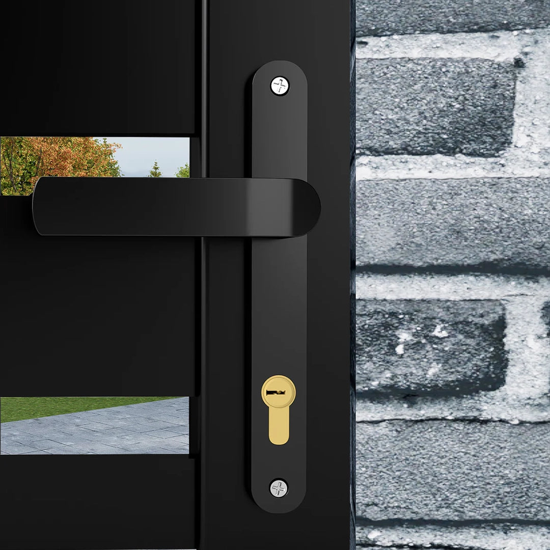 Stylish backyard fence gate with double swing doors black finish