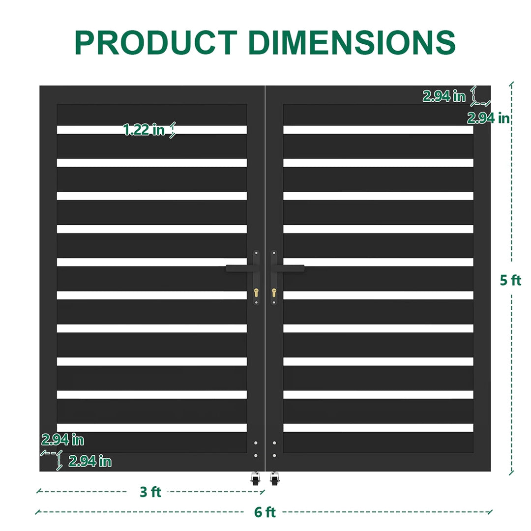 Courtyardmart metal double swing gate for garden and patio access