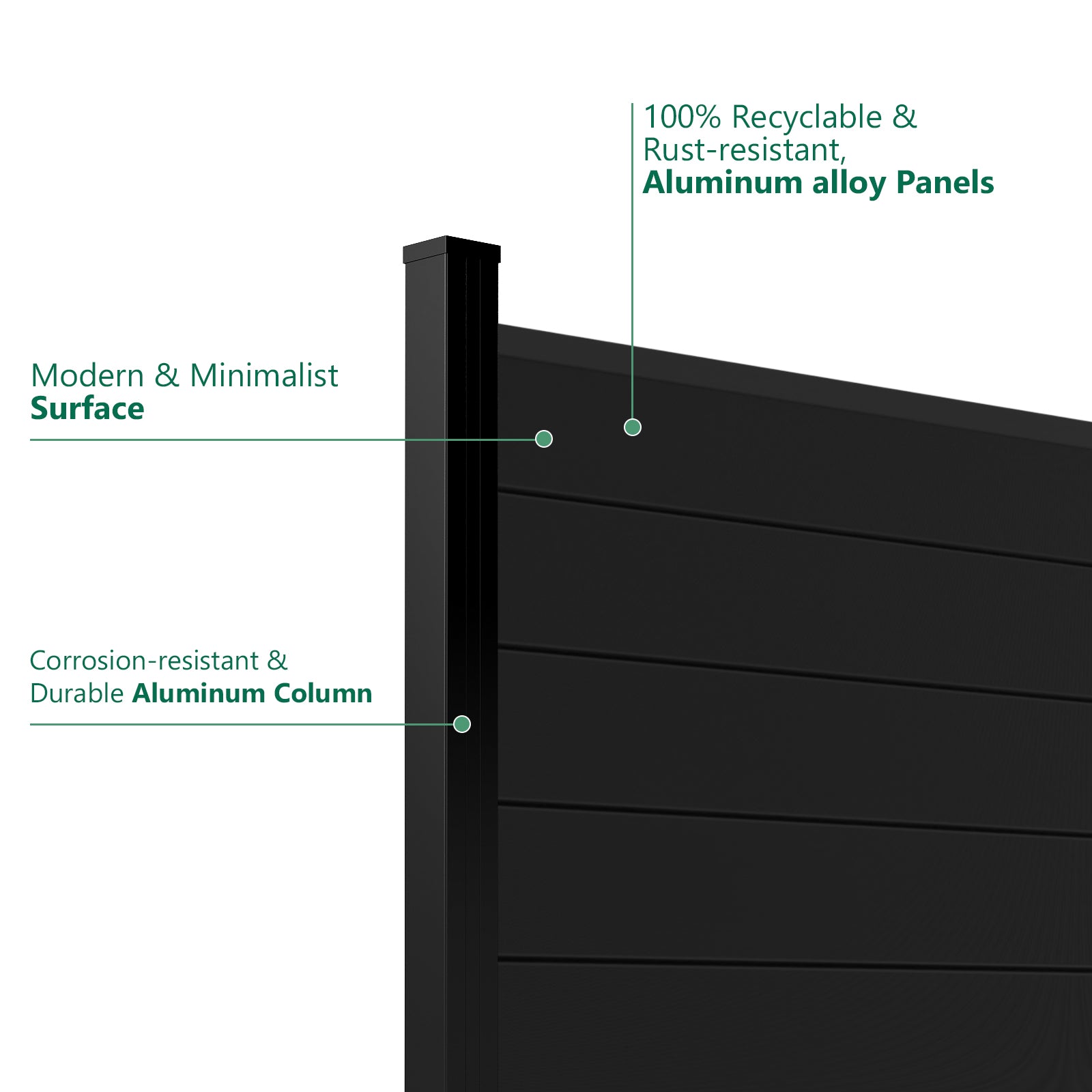 Courtyardmart 6ft x 6ft Black Aluminum Privacy Fence Panel Waterproof UV Resistant Outdoor Fencing for Backyard Garden Patio Easy Ground Installation