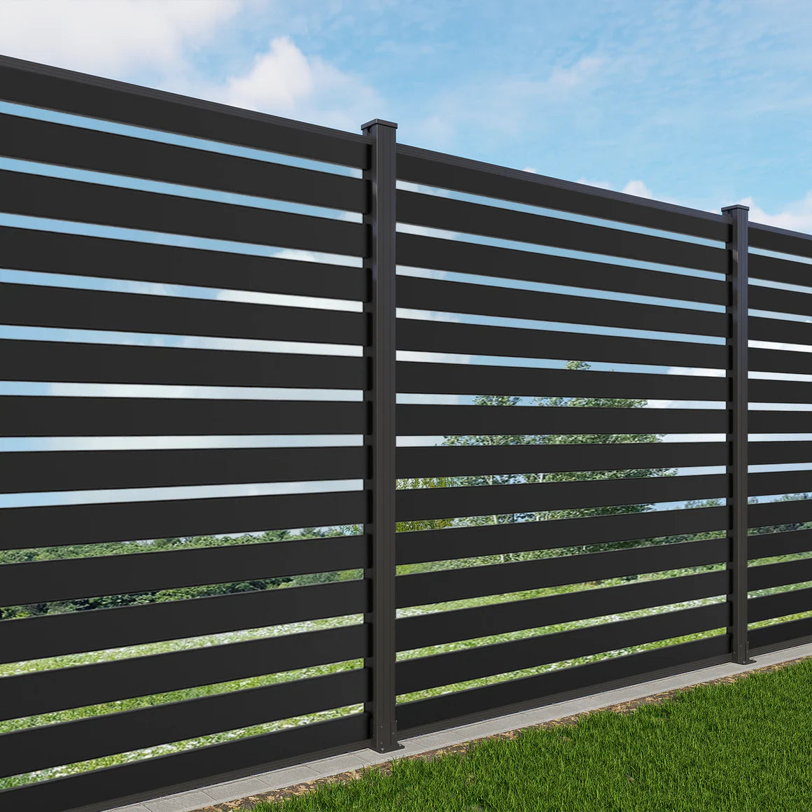Waterproof black aluminum fence panel for patio