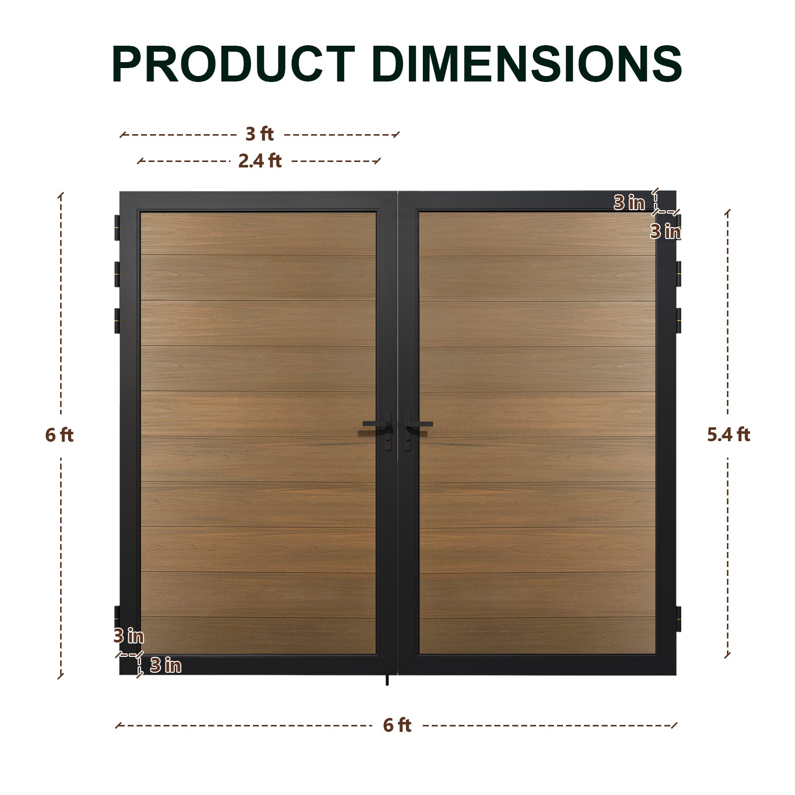 Courtyardmart 6ft x 6ft Composite Privacy Fence Gate with Metal Frame and Handle for Garden Backyard Patio