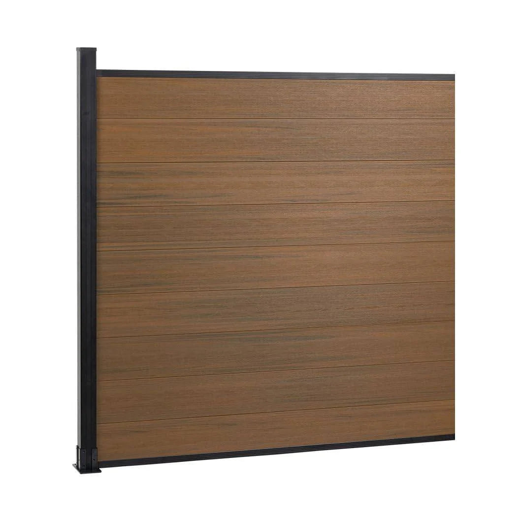 Brown Semi-Privacy Composite Fence Panels for Outdoor Ground Install
