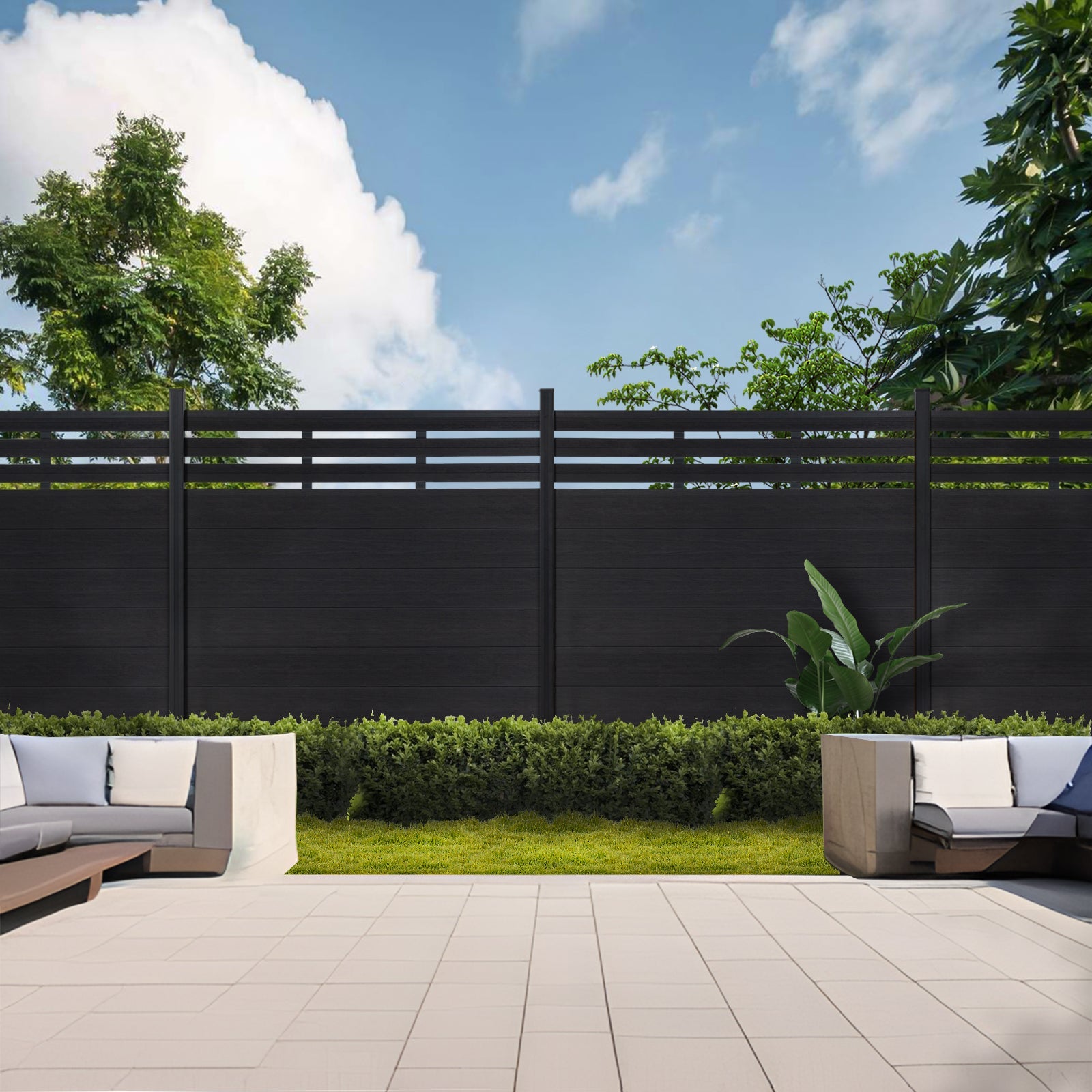 Courtyardmart wood finish privacy fence for patio and yard