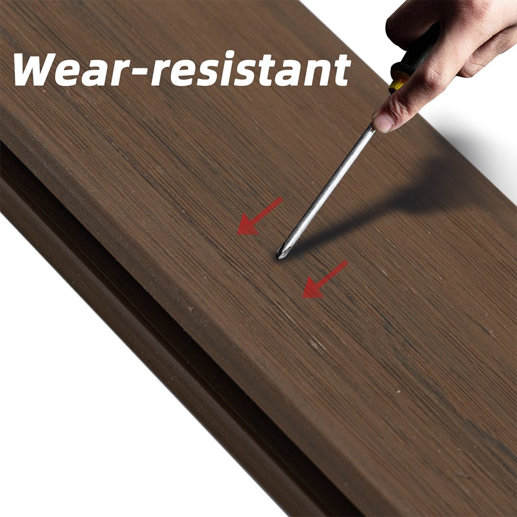 Wood finish WPC fence panels for garden privacy