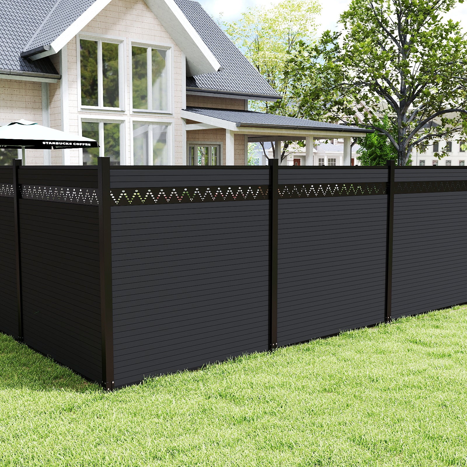 Modern carved composite fence boards for garden and backyard