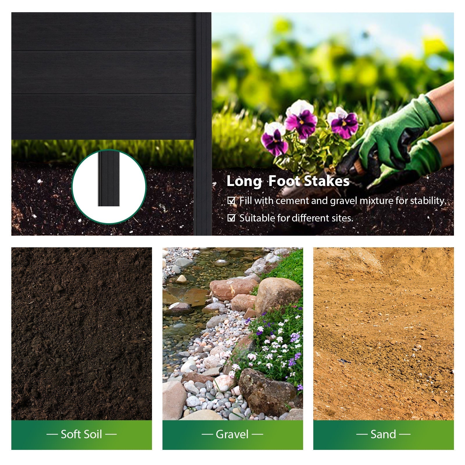 Long-lasting composite privacy fence panels for outdoor living