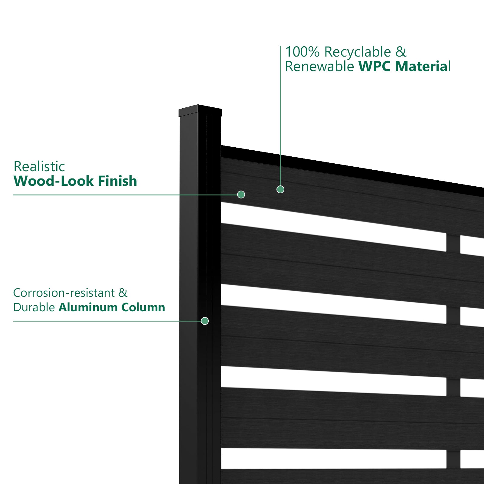 Courtyardmart 72in Wide WPC Composite Lattice Fence, Waterproof UV Resistant Outdoor Fence Panel, Available in 3 Colors for Garden Patio Privacy