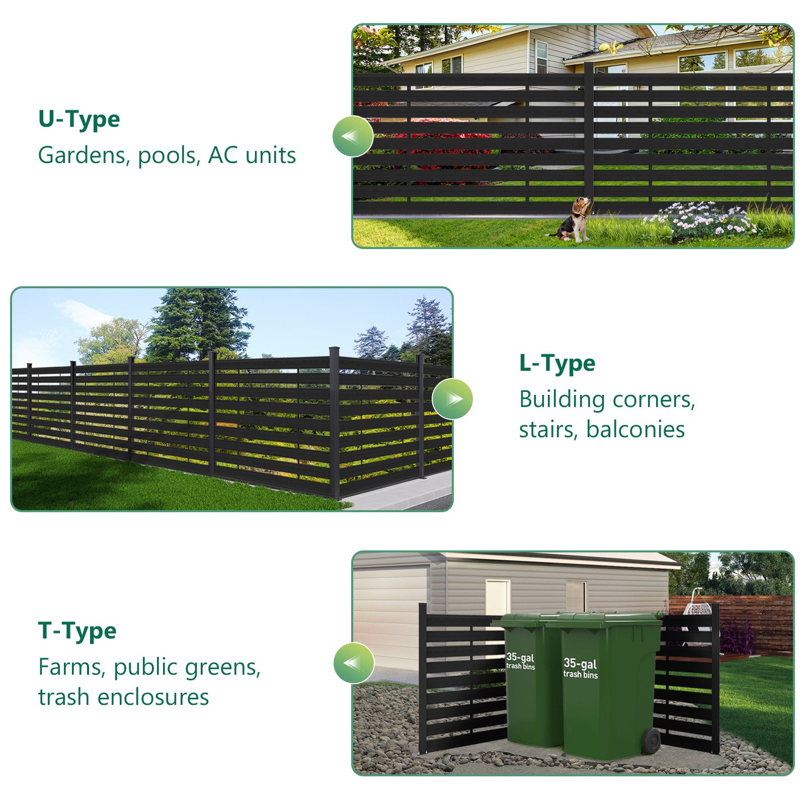 Courtyardmart 72in Wide WPC Composite Lattice Fence, Waterproof UV Resistant Outdoor Fence Panel, Available in 3 Colors for Garden Patio Privacy