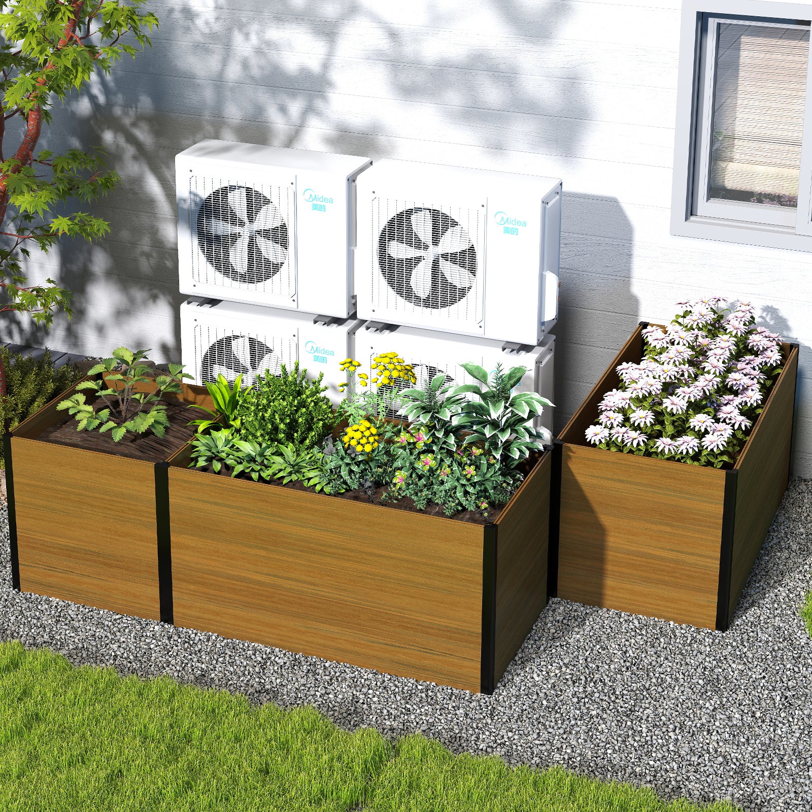 Courtyardmart 89.4in Large Outdoor Garden Box Raised Planter Bed for Backyard Patio Balcony or Garden Above Ground Flower Vegetable Garden Bed Planter Boxes Outdoor