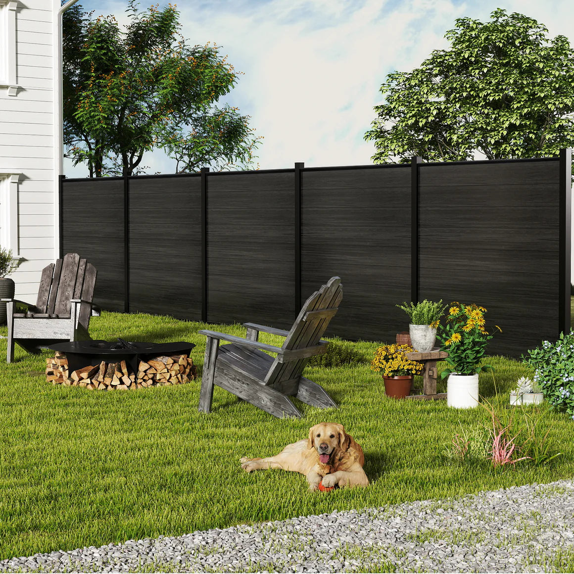 Modern LED Fence Rail Light System - 5 Light Kit with 6 Posts - Fits 6ft & 8ft Aluminum Fences - Sleek Outdoor Accent Lighting