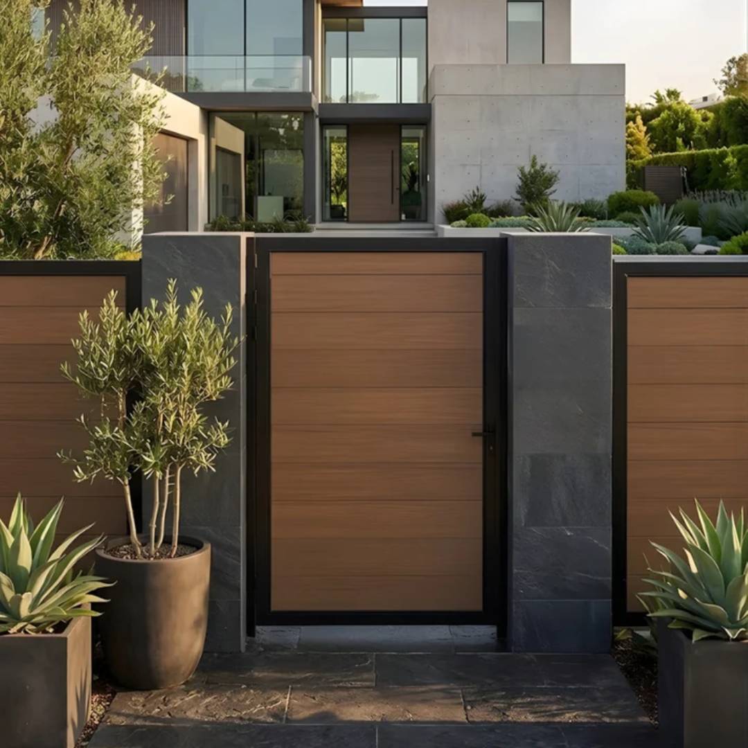 Modern 4ft Wide WPC Single Gate with Aluminum Frame – 6ft High Privacy Entry Set