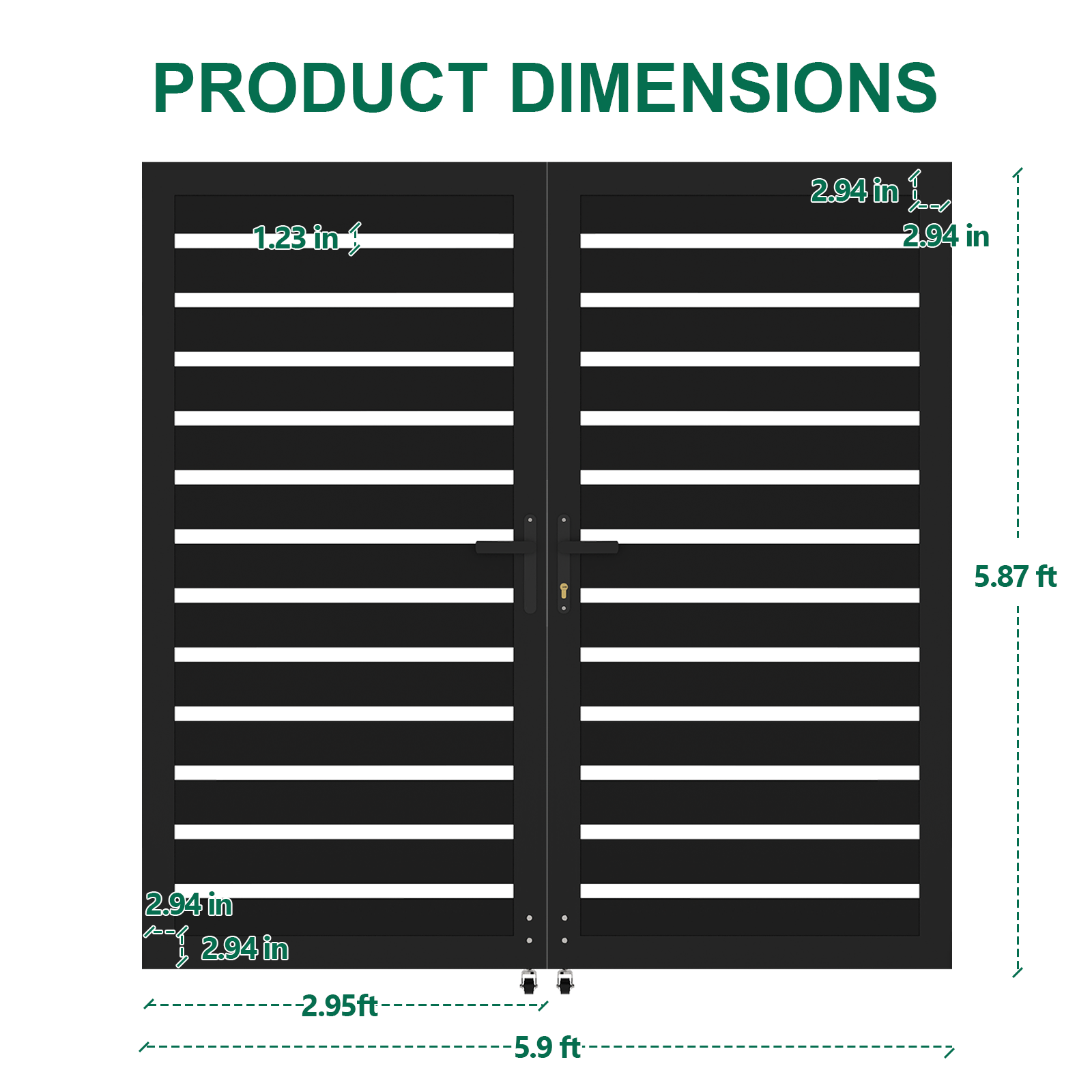Modern 6ft High Aluminum Slat Double Fence Gate – 6ft Width