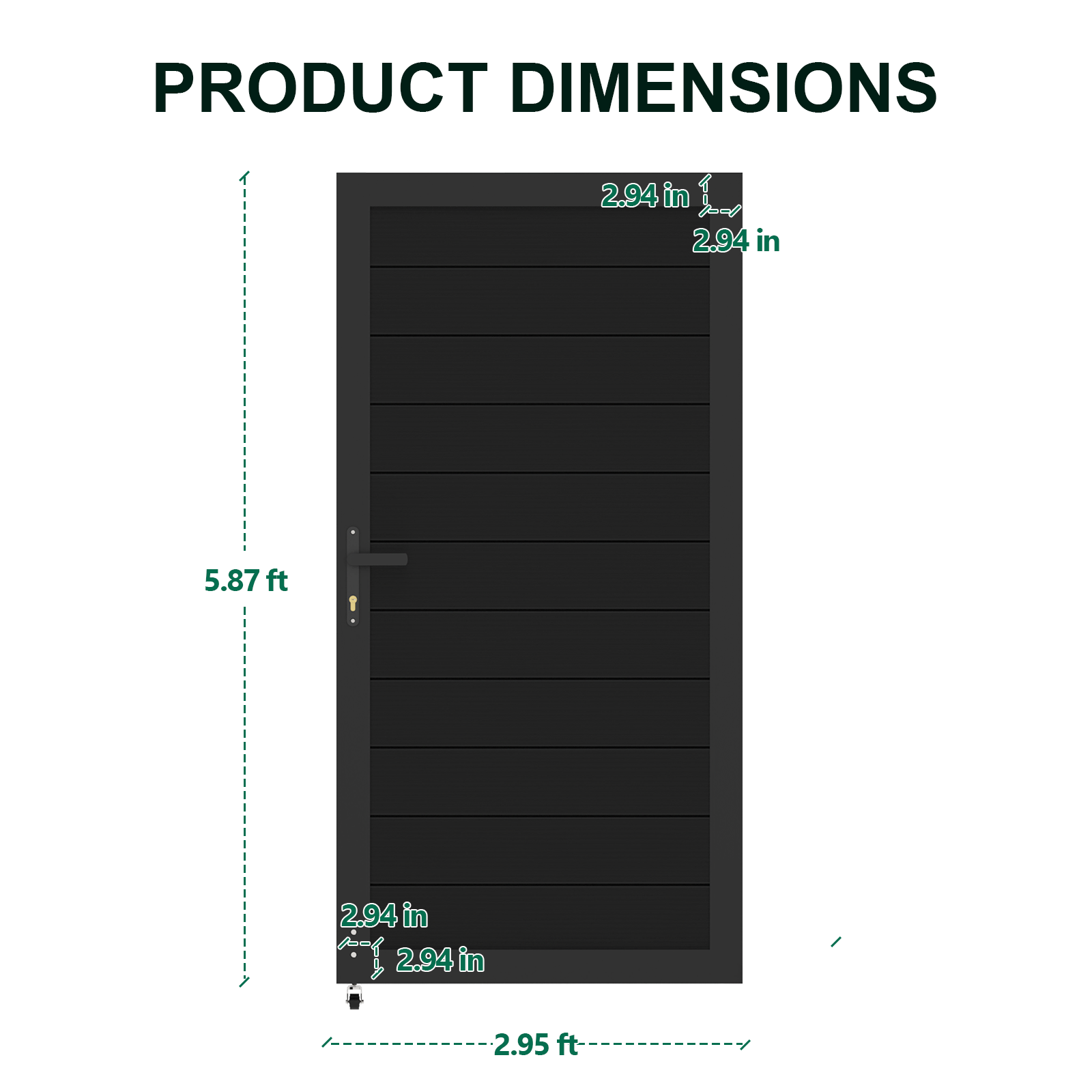 Modern Black Aluminum Privacy Gate – 3' 4' Single Swing Set