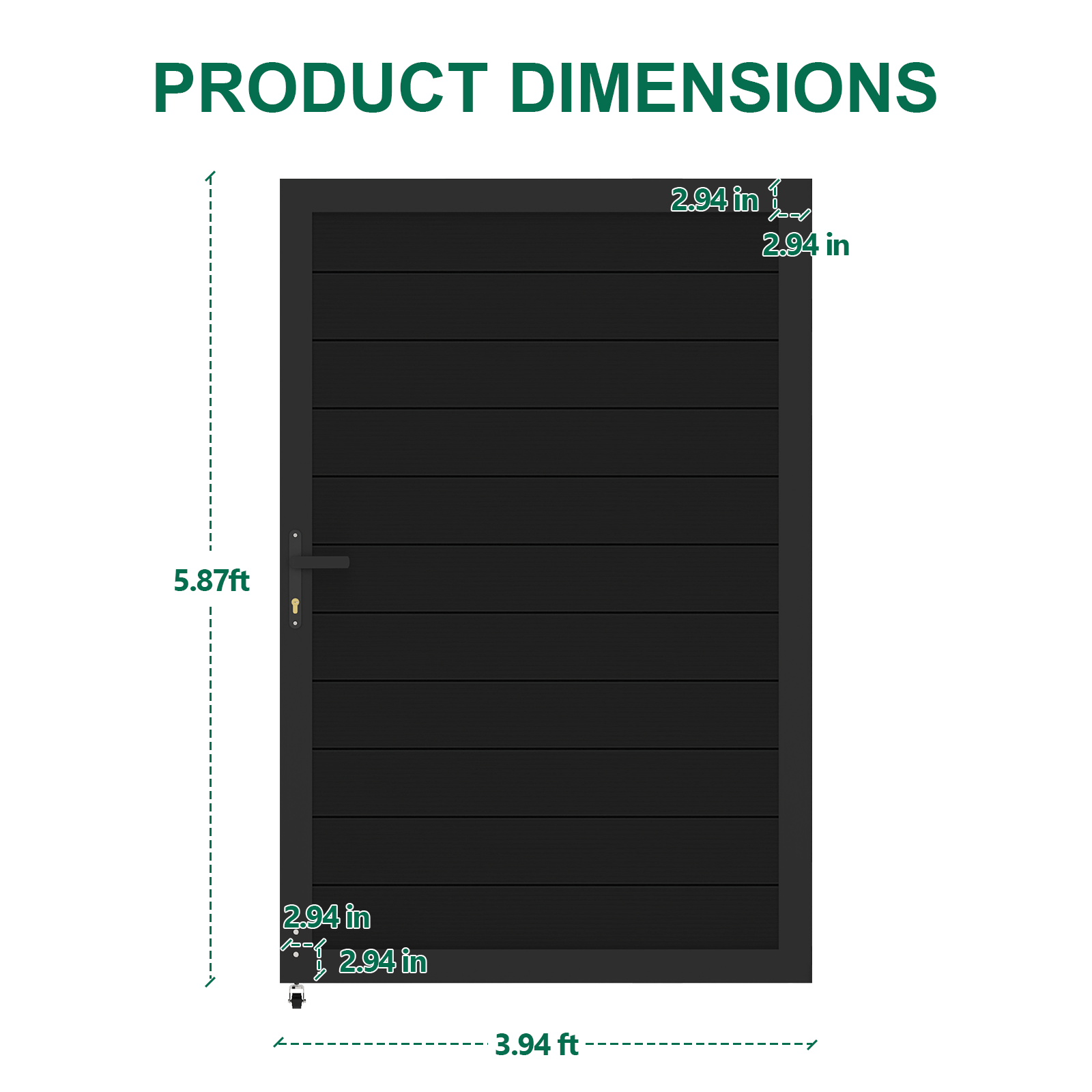 Modern Black Aluminum Privacy Gate – 3' 4' Single Swing Set