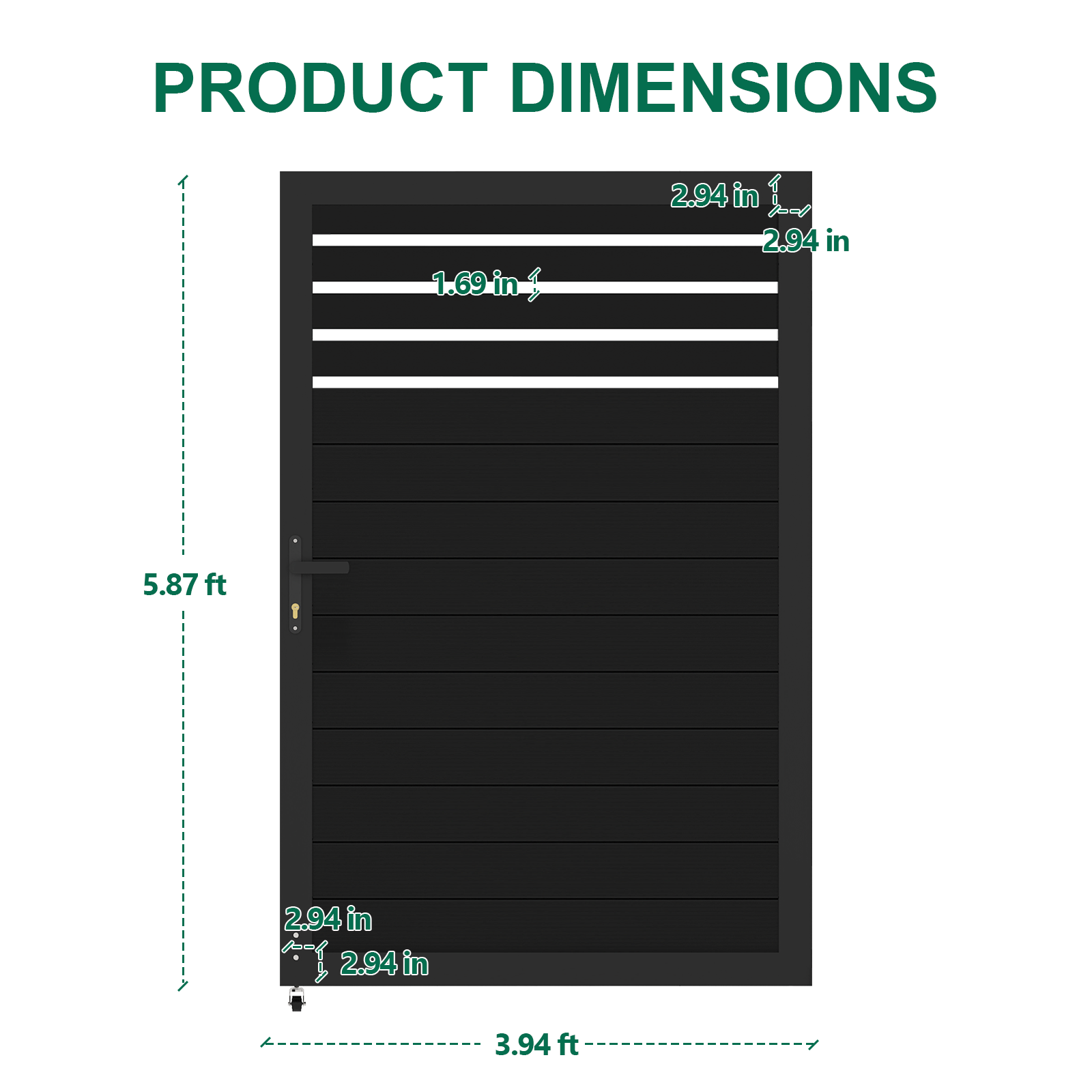 Modern Black Aluminum Slat Gate – 3ft & 4ft Residential Security Single Door