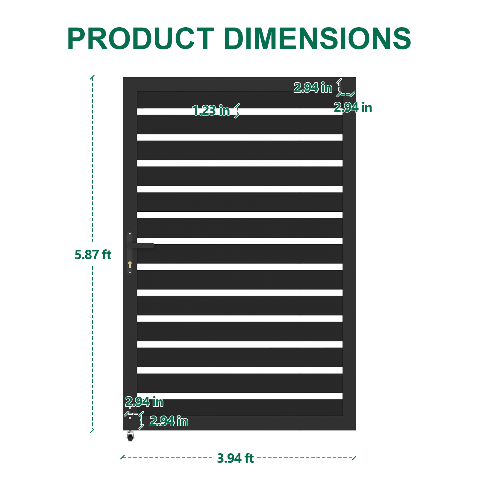 Modern Black Aluminum Slat Gate – 3ft 4ft Width Options