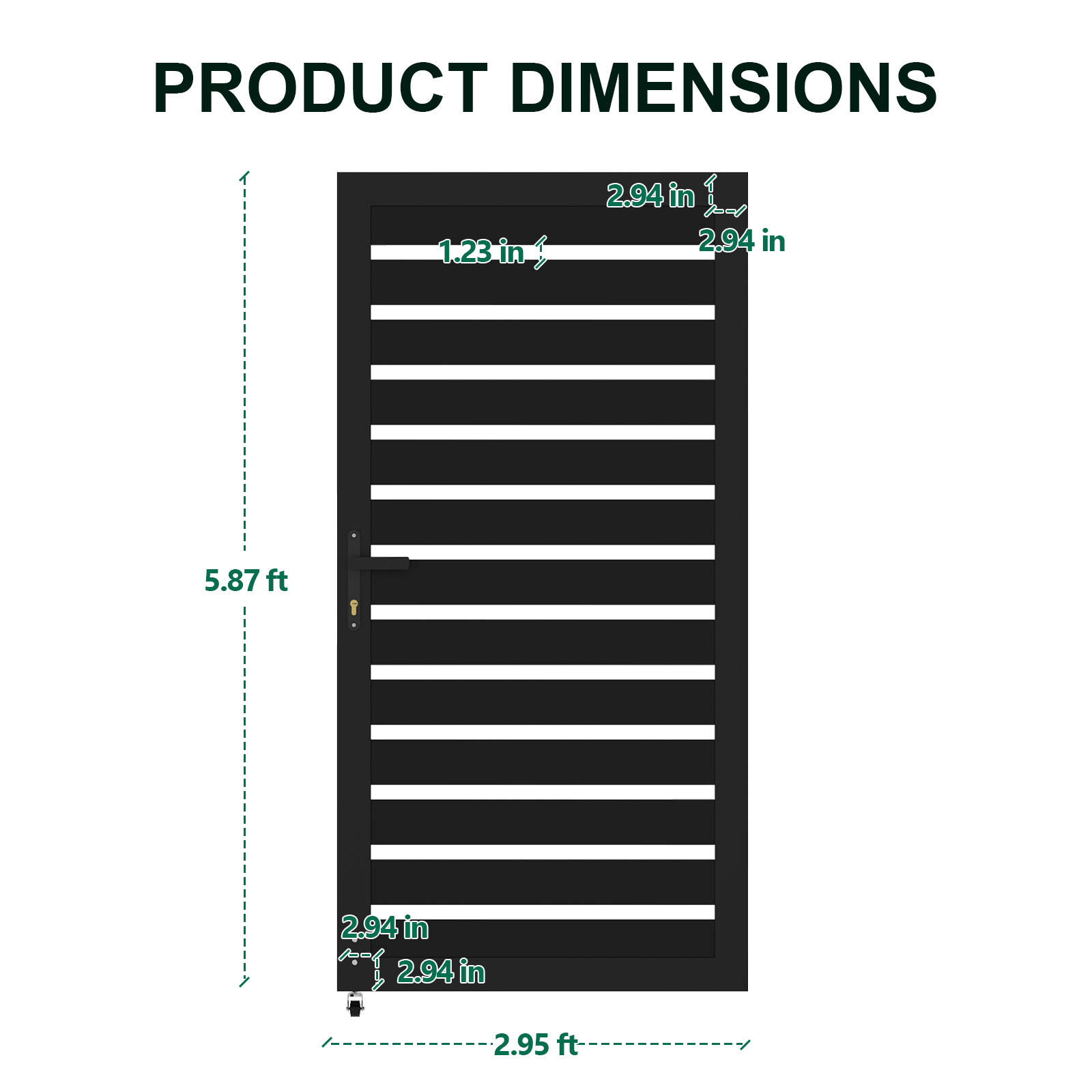 Modern Black Aluminum Slat Gate – 3ft 4ft Width Options