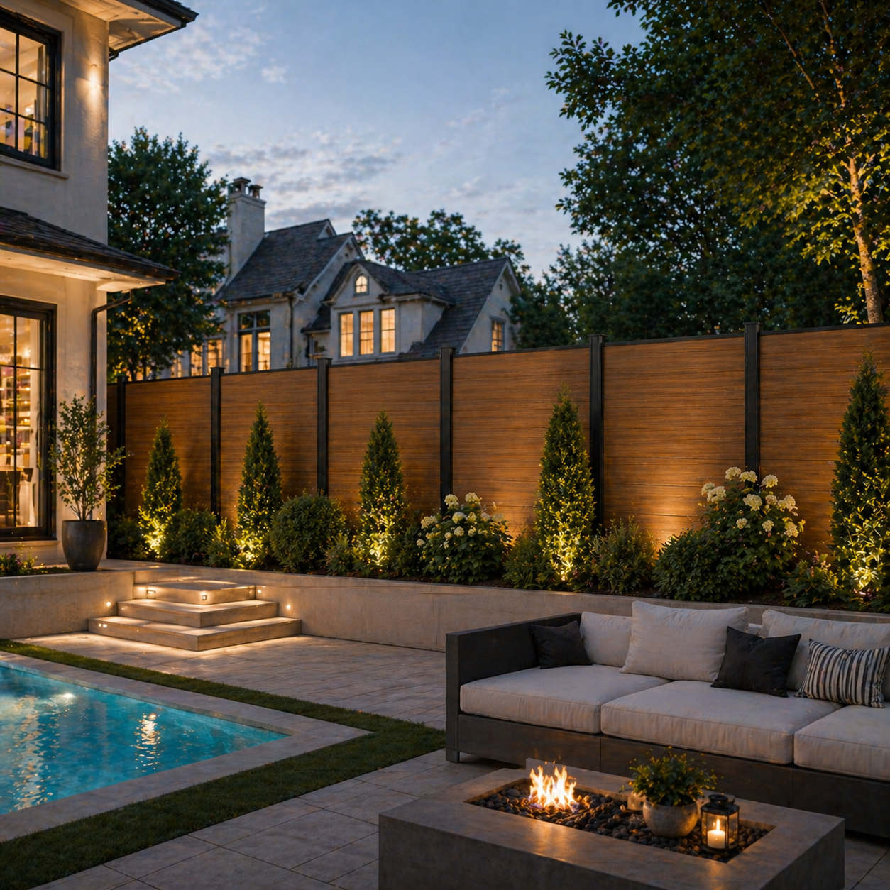 Premium 6ft x 6ft Composite Privacy Fence Panels - WPC Wood Finish