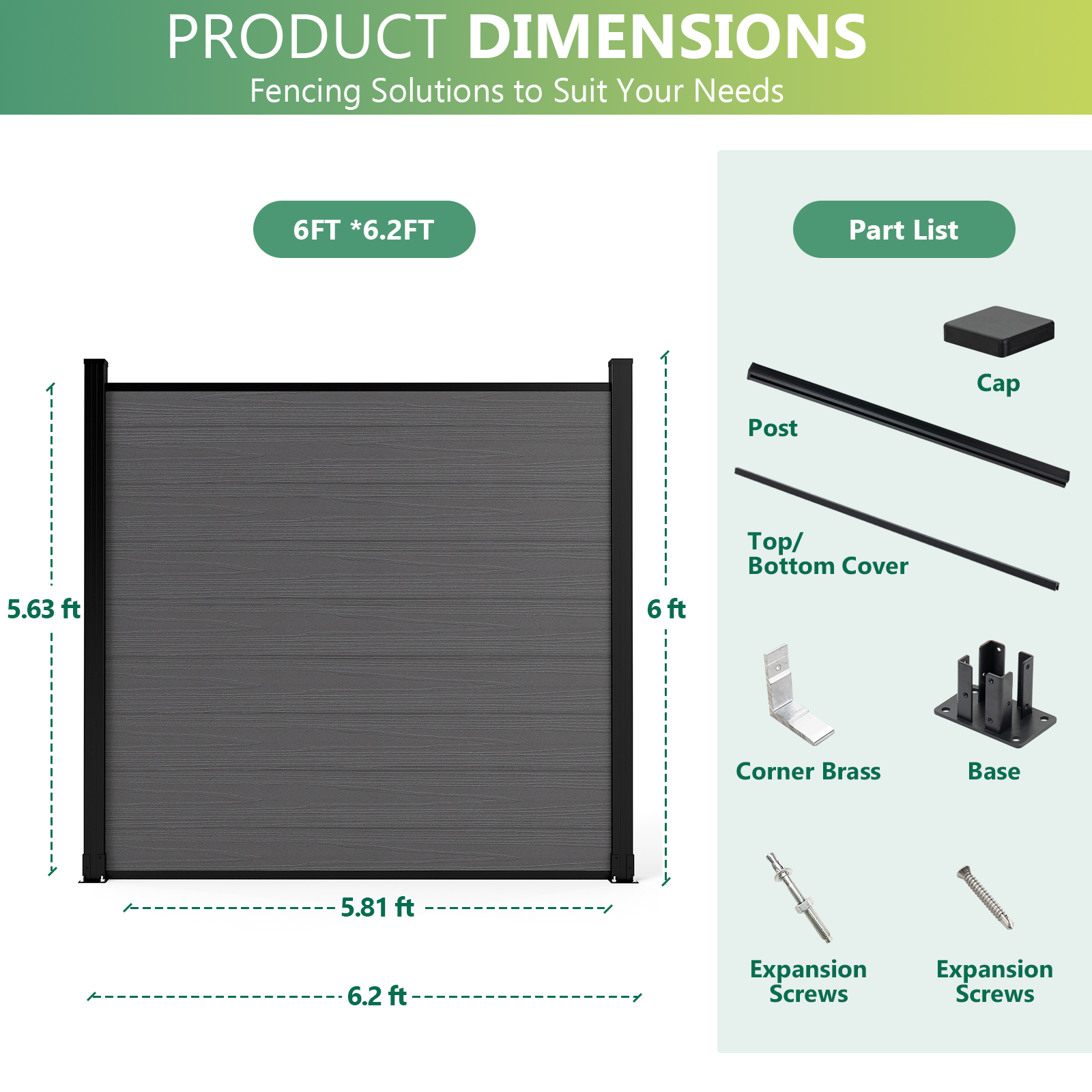 Premium 6ft x 6ft Composite Privacy Fence Panels - WPC Wood Finish