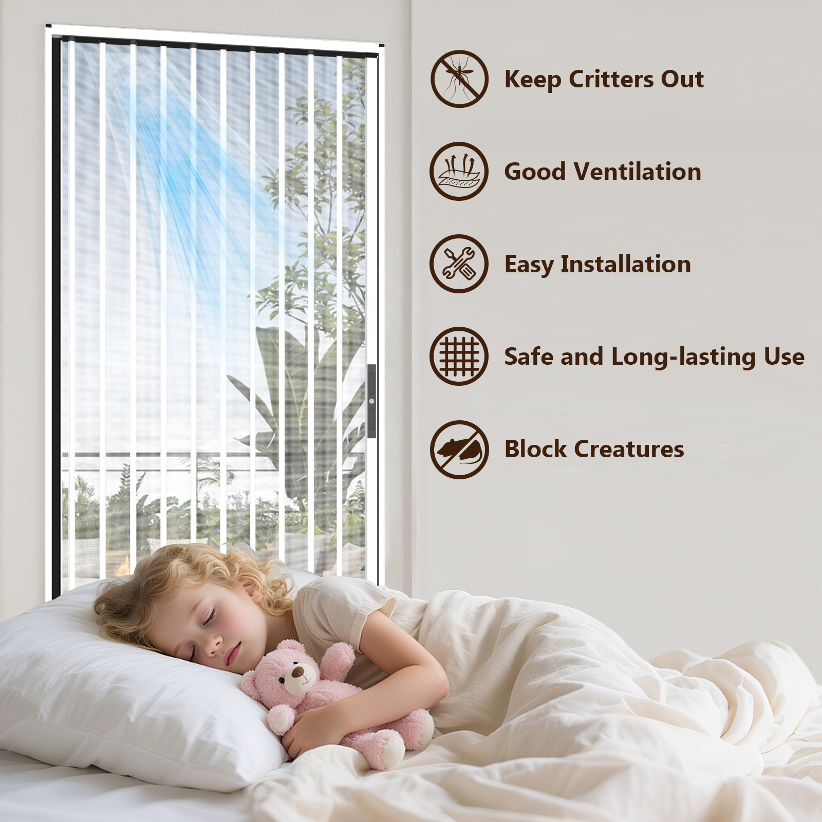 Retractable Screen Door 36" x 79.92" Aluminum Sliding Door with Lock, Magnetic Closure for Front & Patio Doors, Pet Proof