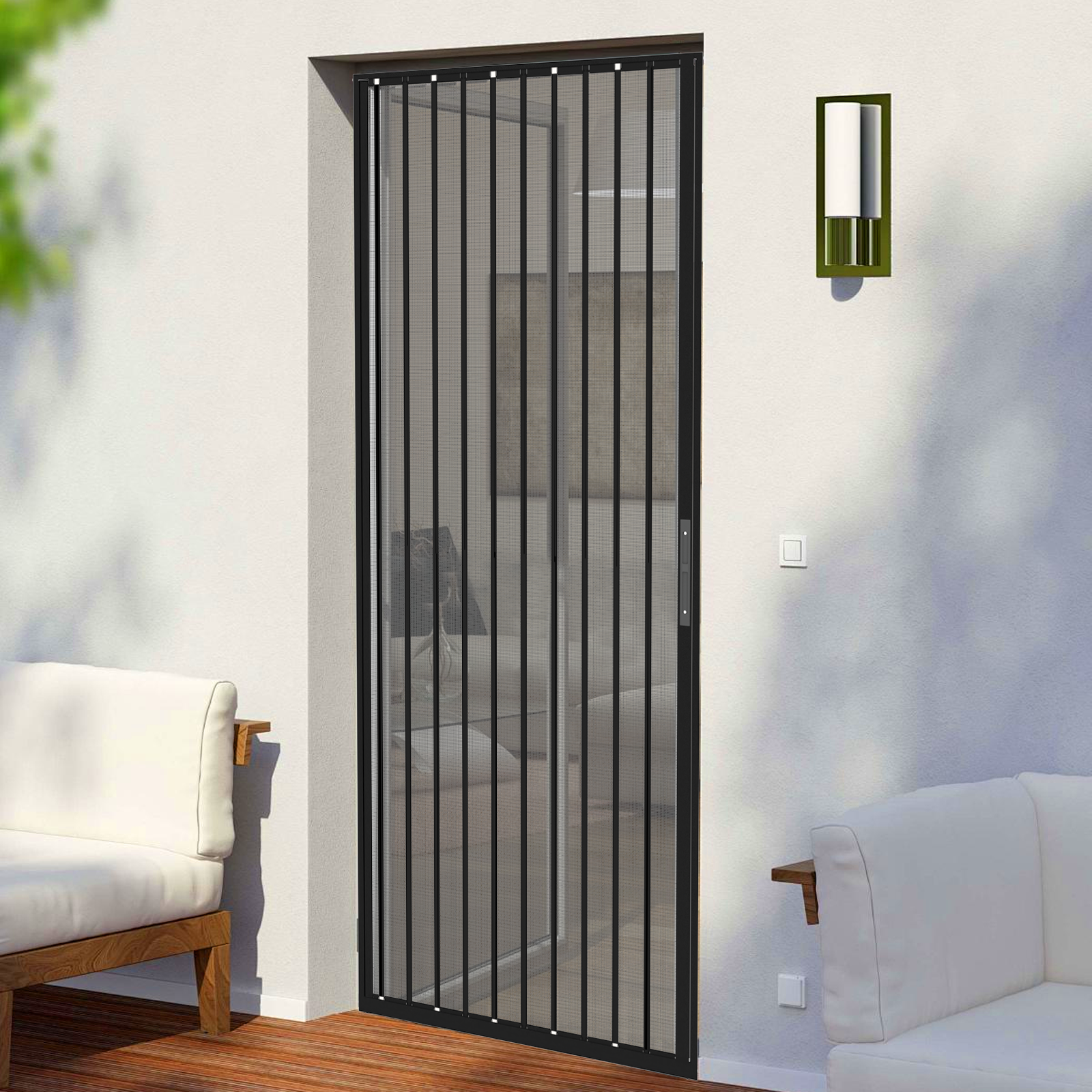 Retractable Screen Door 36" x 79.92" Aluminum Sliding Door with Lock, Magnetic Closure for Front & Patio Doors, Pet Proof